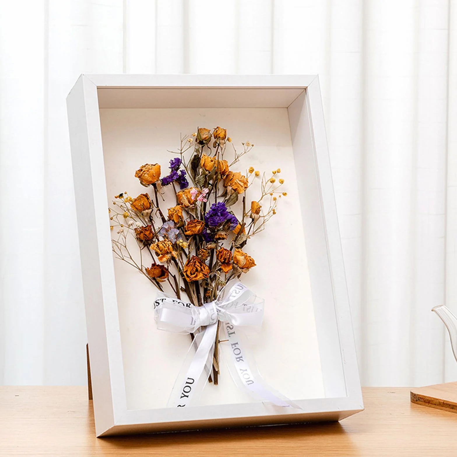 Pack de 2 marco Fotos 20x25 Blanco, 3d Profundo con Cristal Acrilico y MDF, Portafotos para Recuerdos, Flores Secas, Objetos Pequenos, Pared y Mesa