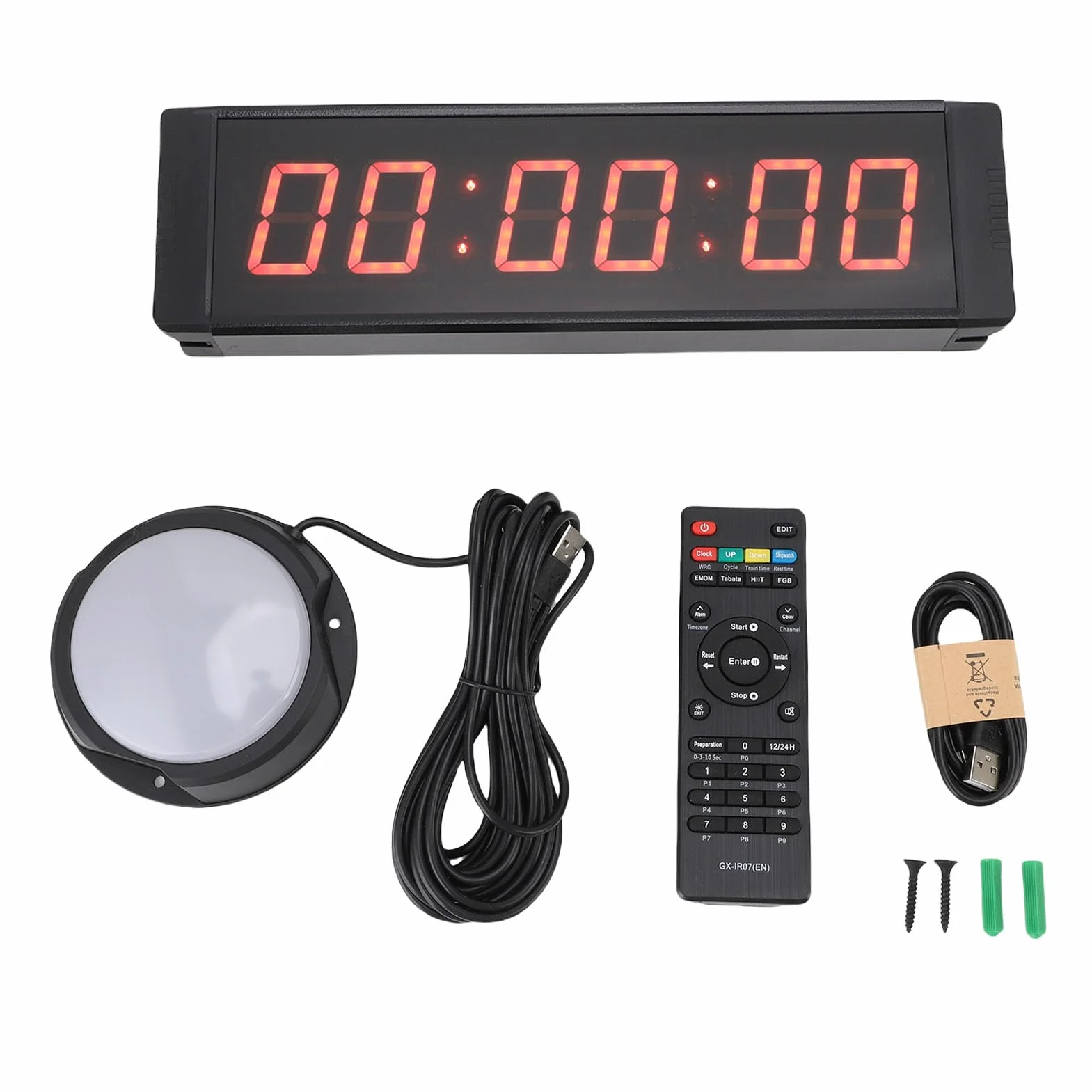 Temporizador de Gimnasio para Eventos de, 1,5 Pulgadas, 6 Dígitos, LED, Temporizador para Entrevistas, Exámenes, Estable y Preciso con Marco Aluminio Patentado, Pantalla Roja
