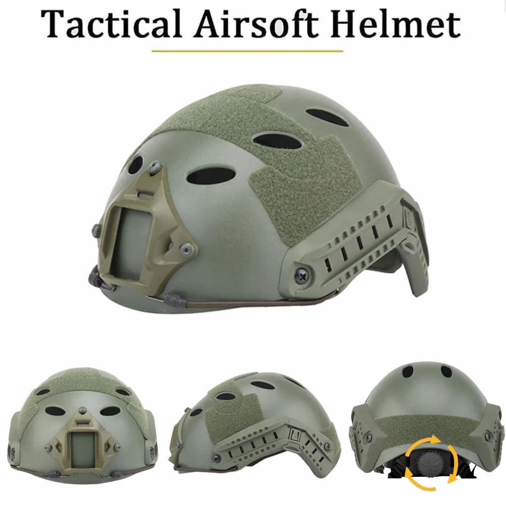 Set de Casco Táctico Fast Casco de Airsoft Ajustable con Cubre Máscara y Gafas Equipo Táctico Ligero de Aire Libre para Paintball CS Caza Airsoft Entrenamiento B