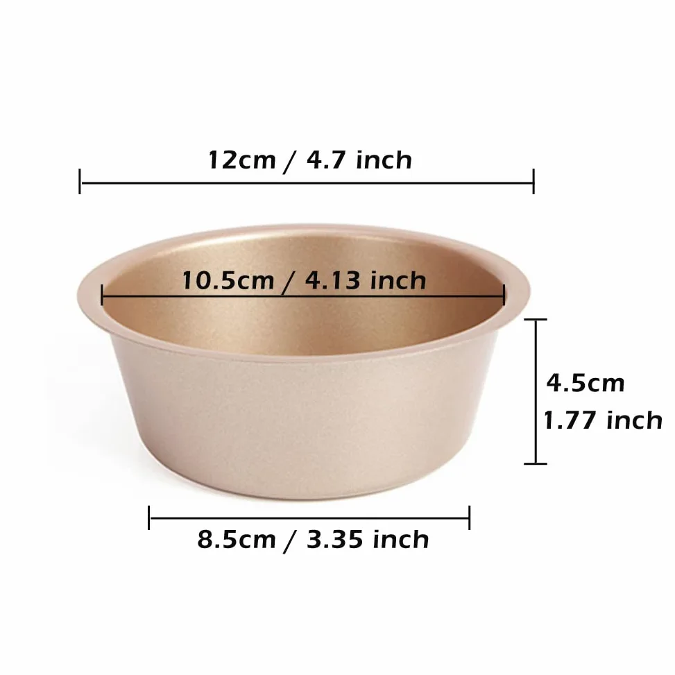 CANDeal Molde para Tartas de 4 Pulgadas, Molde para Tartas Redondo Antiadherente, Juego de Moldes para Hornear Mini Tartas de Navidad Cumpleaños Boda, Saludable y Duradero, Diseño de una Pieza (6)