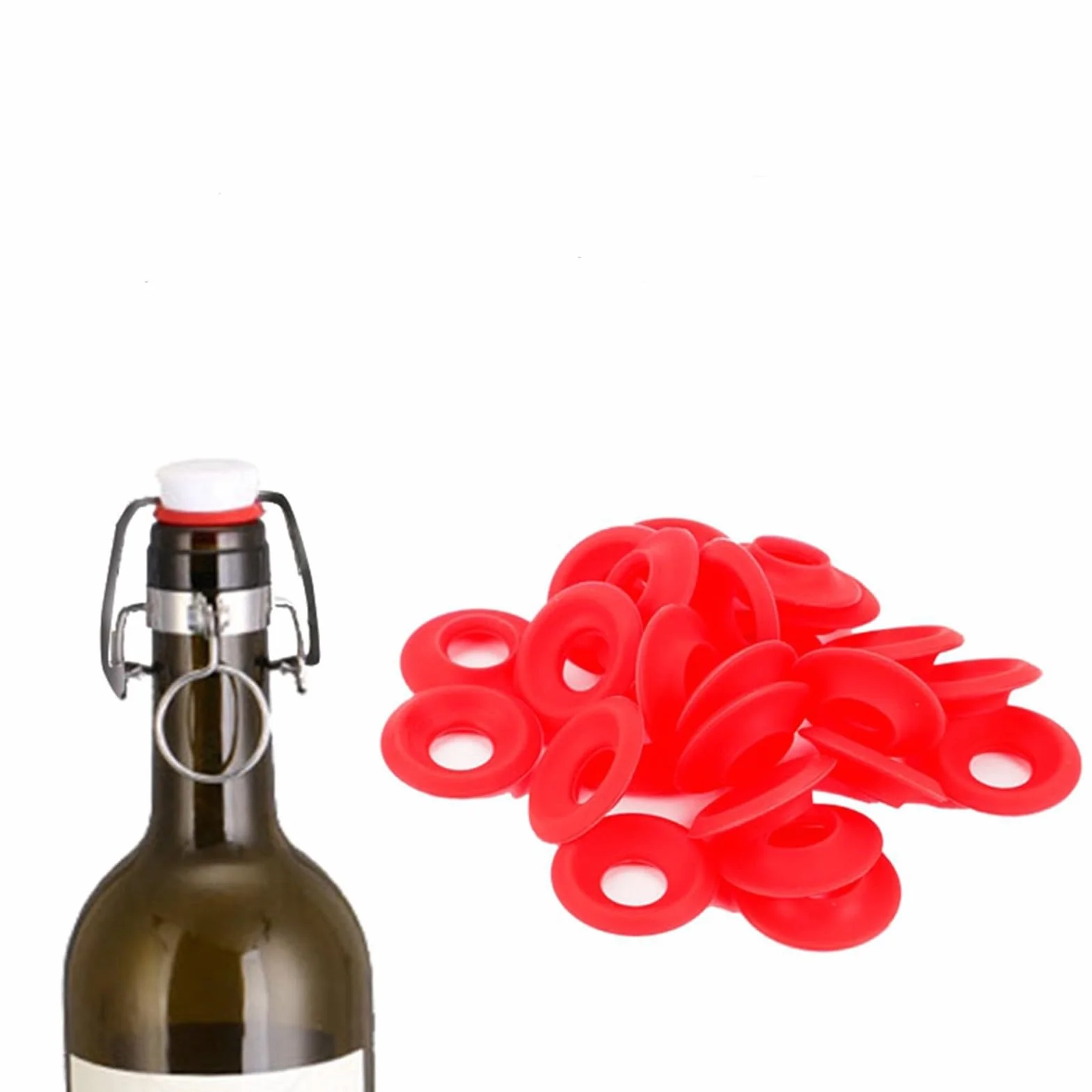 25 Piezas Juntas de Silicona Grolsch, Juntas de Silicona para Botellas, Juntas Grolsch Rojo, Sellos de Botella de Cerveza, con Cierre de Palanca, Sellos de Botellas, para Cerveza Casera y Más