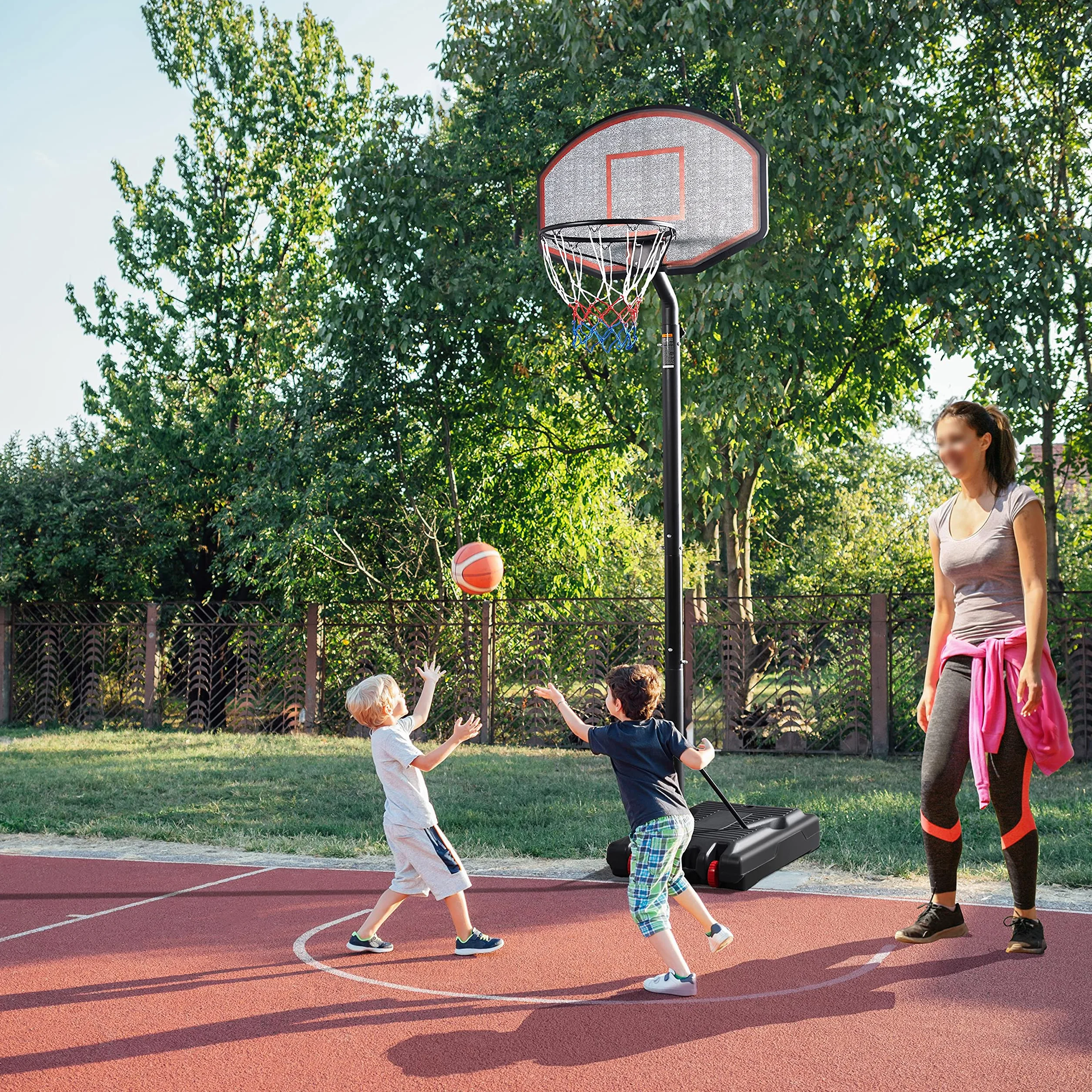 Yaheetech Canasta Baloncesto Exterior Altura Ajustable 304-353 cm Tablero Baloncesto de Pie Adultos Adolescentes