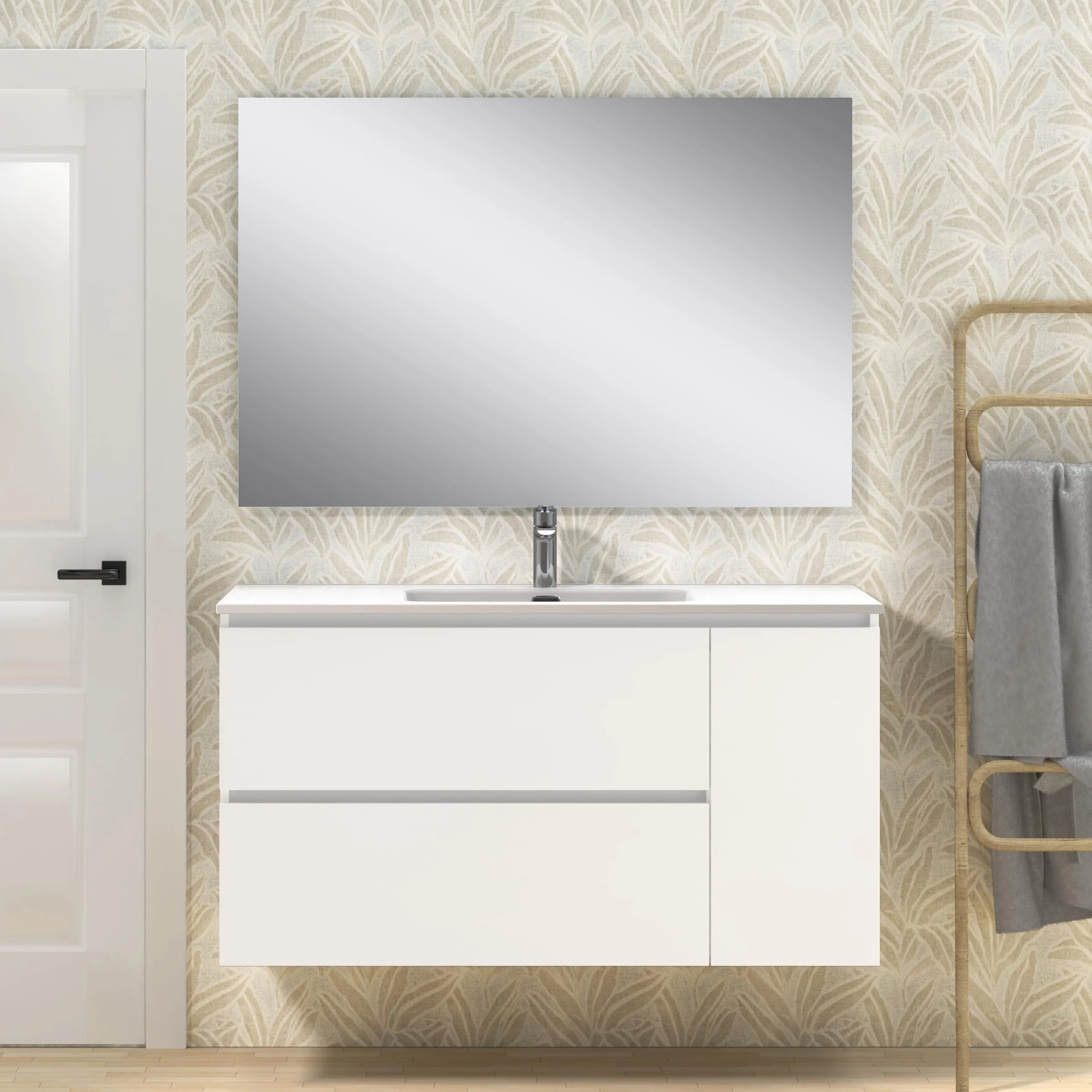 Baikal Conjunto de Mueble de baño Duo, Incluye Lavabo. Mueble Suspendido en Pared con Lavabo cerámico. Varios Acabados y Medidas. Mueble MONTADO.