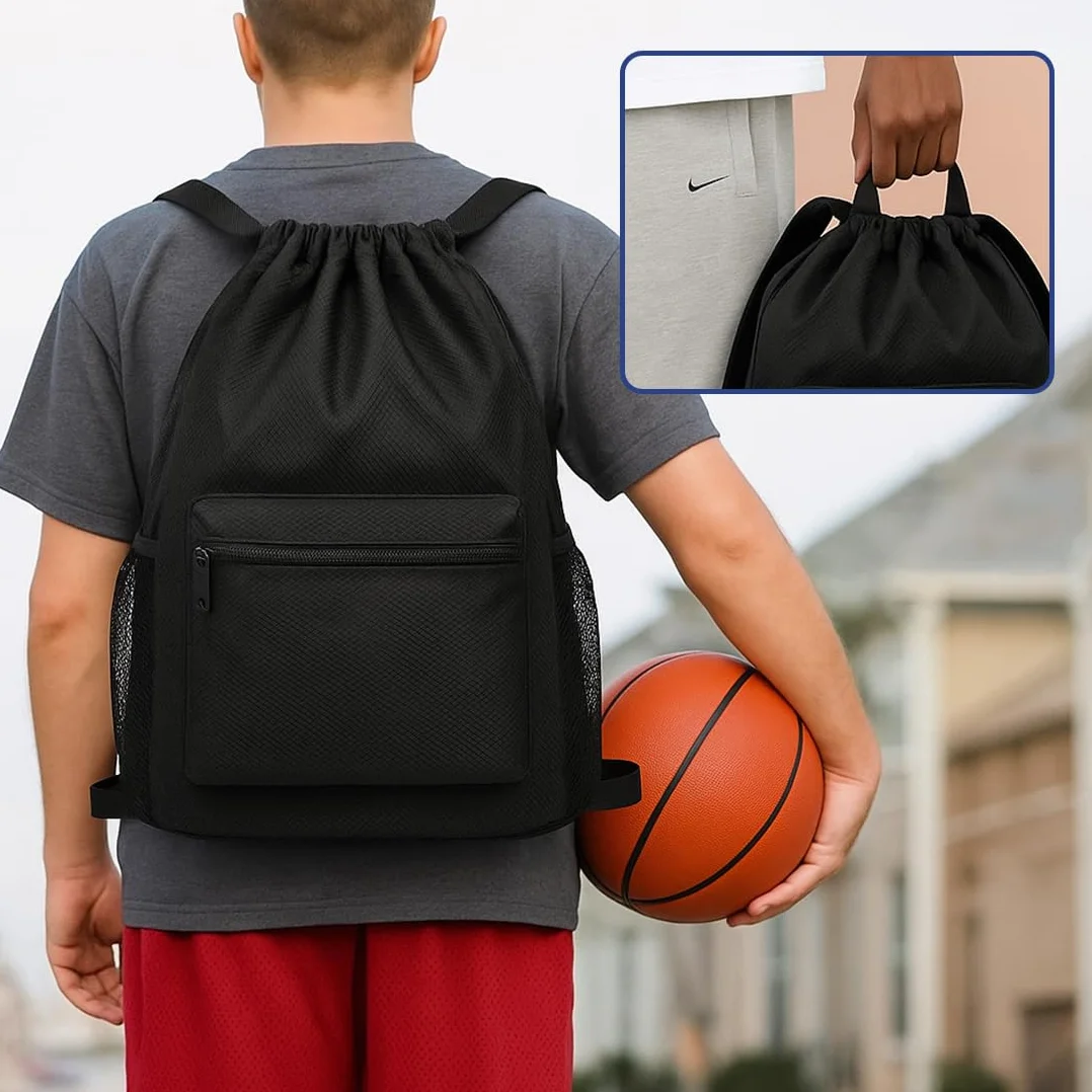 Mochila De Fútbol Y Baloncesto, Bolsa De Malla Con Mosquetón