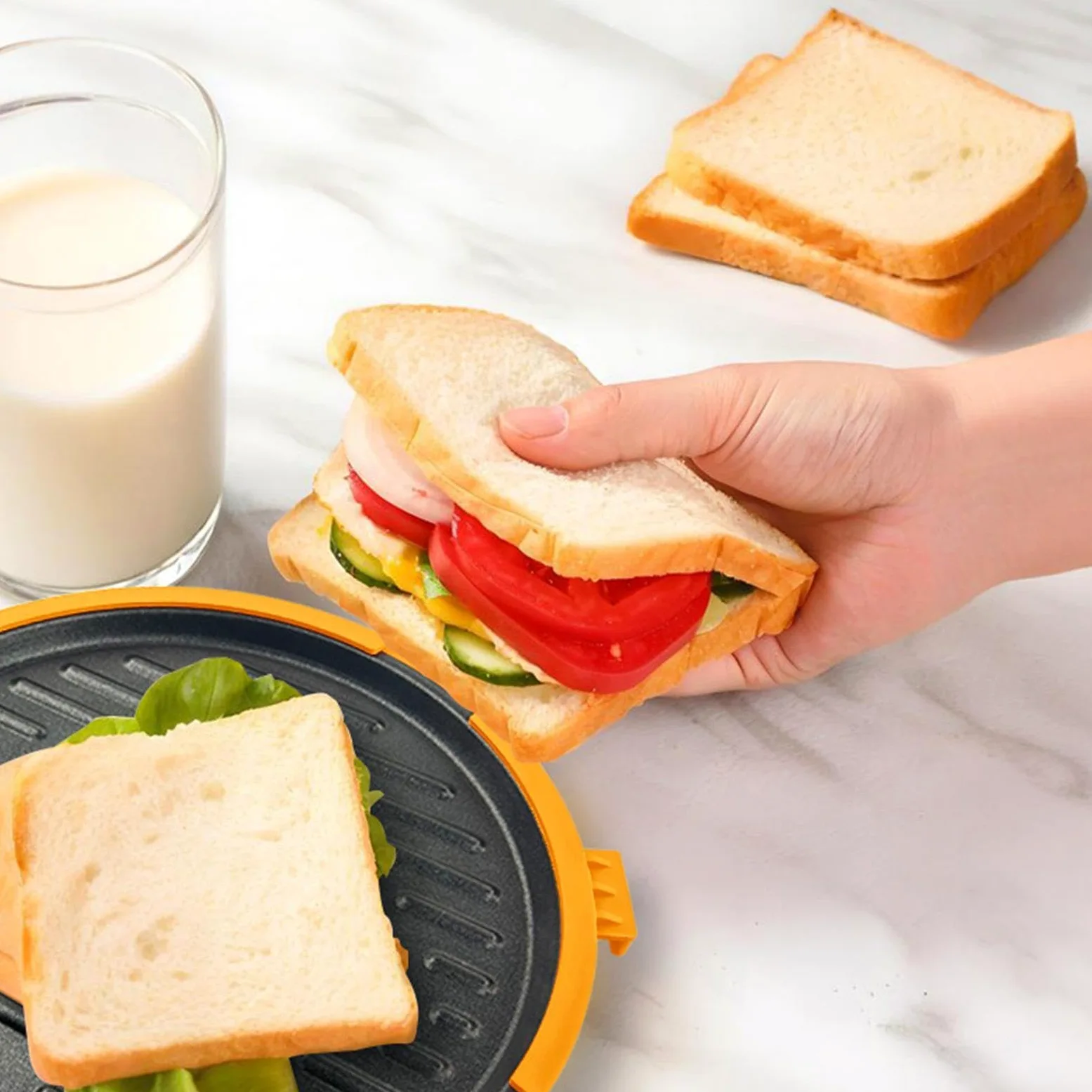 Bandeja para hornear sándwiches en microondas Plancha de calentamiento | Parrilla para sándwiches de microondas para Horno, Desayunos, Cocina y Residencia Universitaria