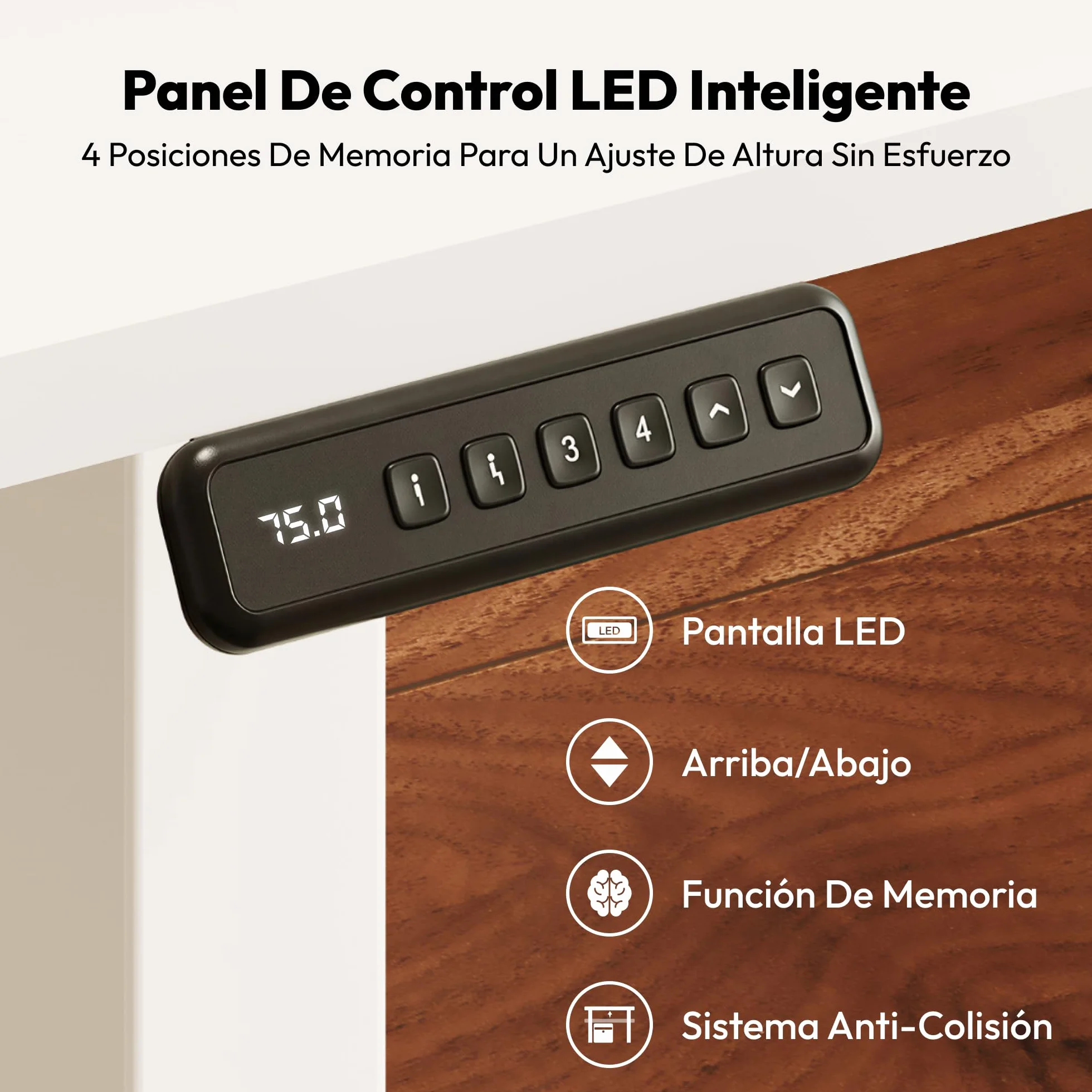 SANODESK Escritorio Elevable Eléctrico con Tablero Entero de Una Pieza 120x60 cm, Regulable en Altura con Memoria, Estable, Silencioso y Anticolisión, Ideal Teletrabajo y Oficina en Casa (Blanco)