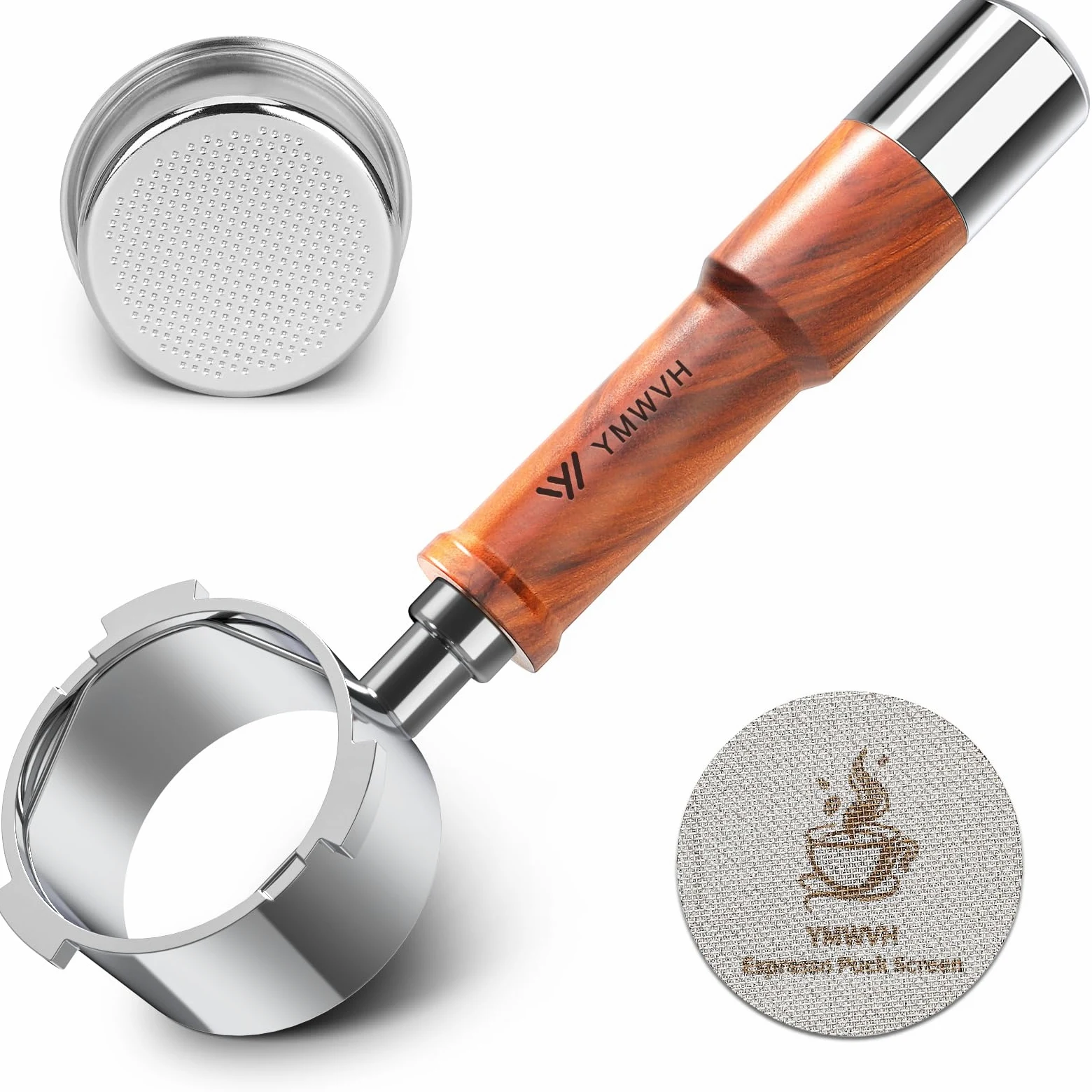 Portafiltro sin fondo Espresso de 51 mm, 3 orejas, apto para máquina de espresso Delonghi Dedica EC680, EC685 y EC885, portafiltro sin fondo de acero inoxidable 100%, con pantalla de disco y filtro de