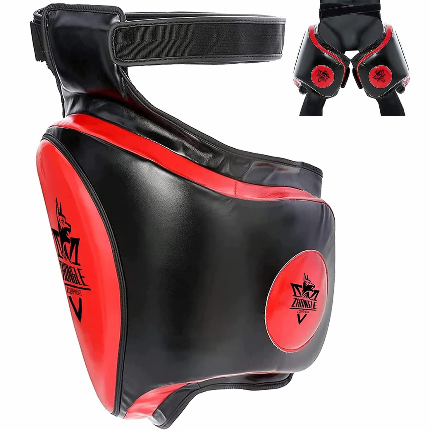 Juego de protectores de ingle y muslos para Muay Thai MMA - Almohadillas de absorción de impactos 10 cm