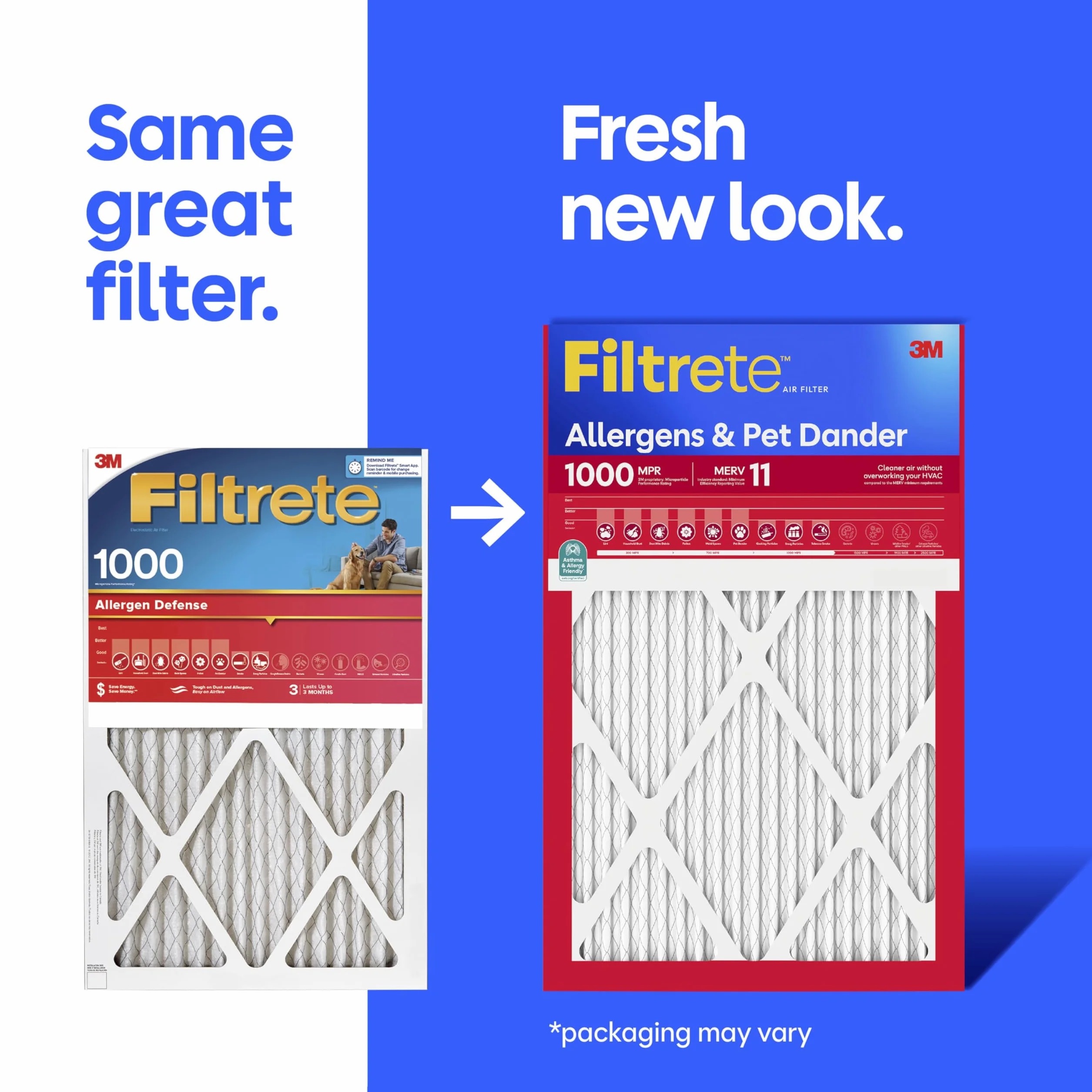 Filtrete Filtro de aire para horno de CA de 12 x 12 x 1 pulgadas, MERV 11, MPR 1000, defensa contra microalérgenos, filtro electrostático plisado de 3 meses de limpieza de aire de 1 pulgada, paquete