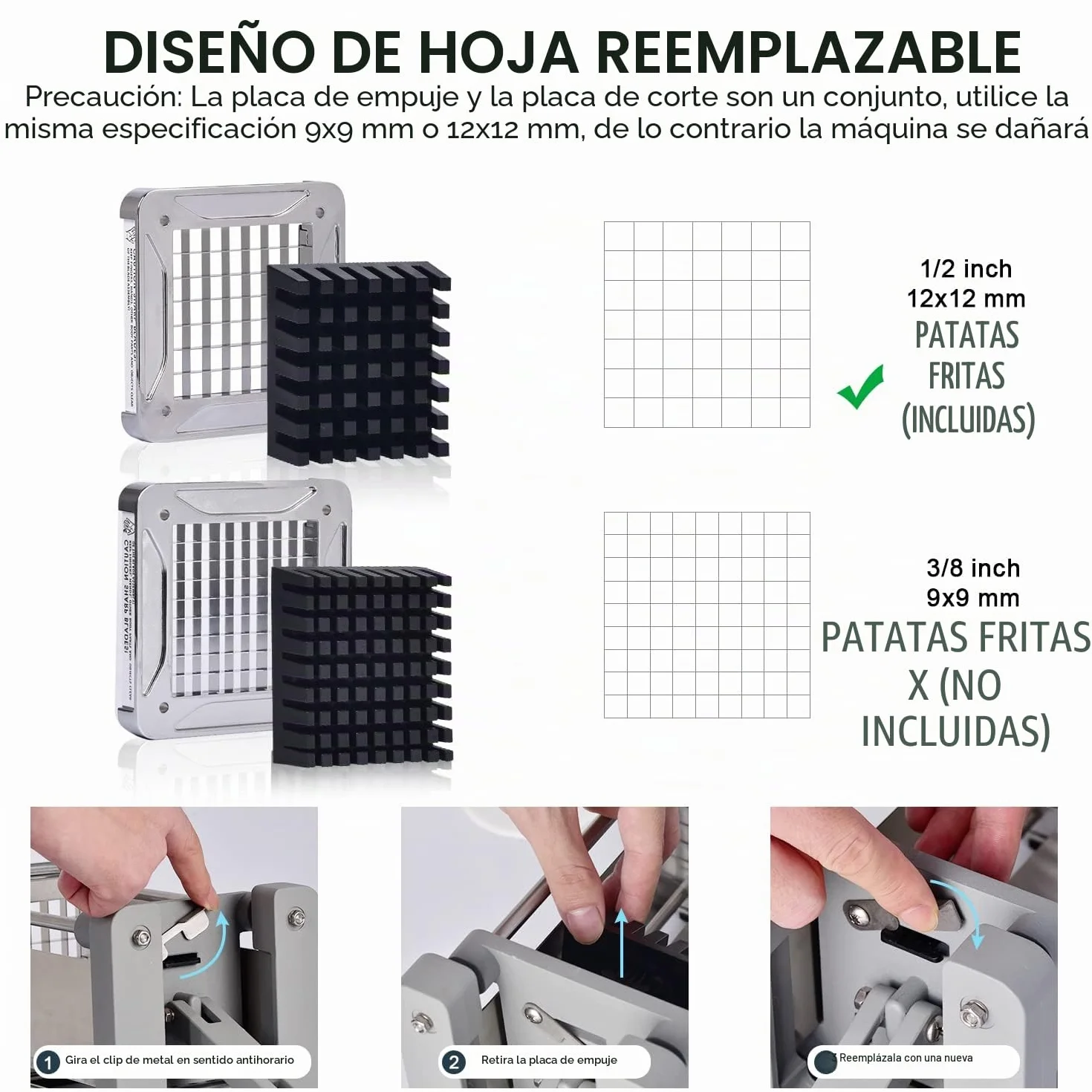 Cortador Patatas Fritas Manual, Sopito Cortador De Patatas Profesional Corta Patata Acero Inoxidable con Cuchillas De 12mm para Uso Doméstico