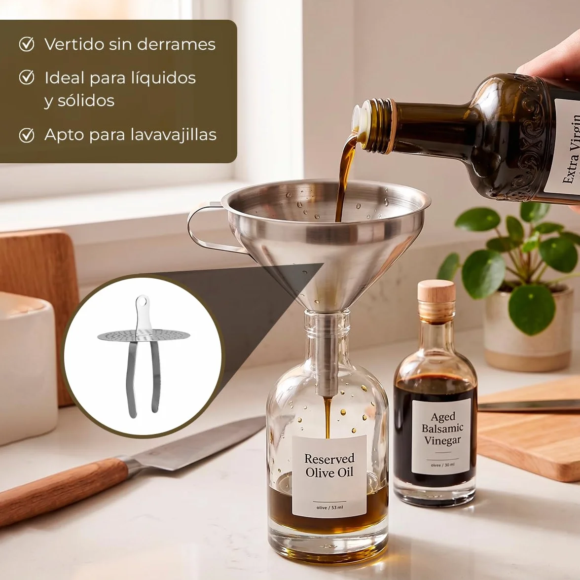 Tescoma - Embudo de Cocina GrandCHEF 12 cm de Acero Inoxidable – Resistente - Apto Lavavajillas - Ideal para Líquidos
