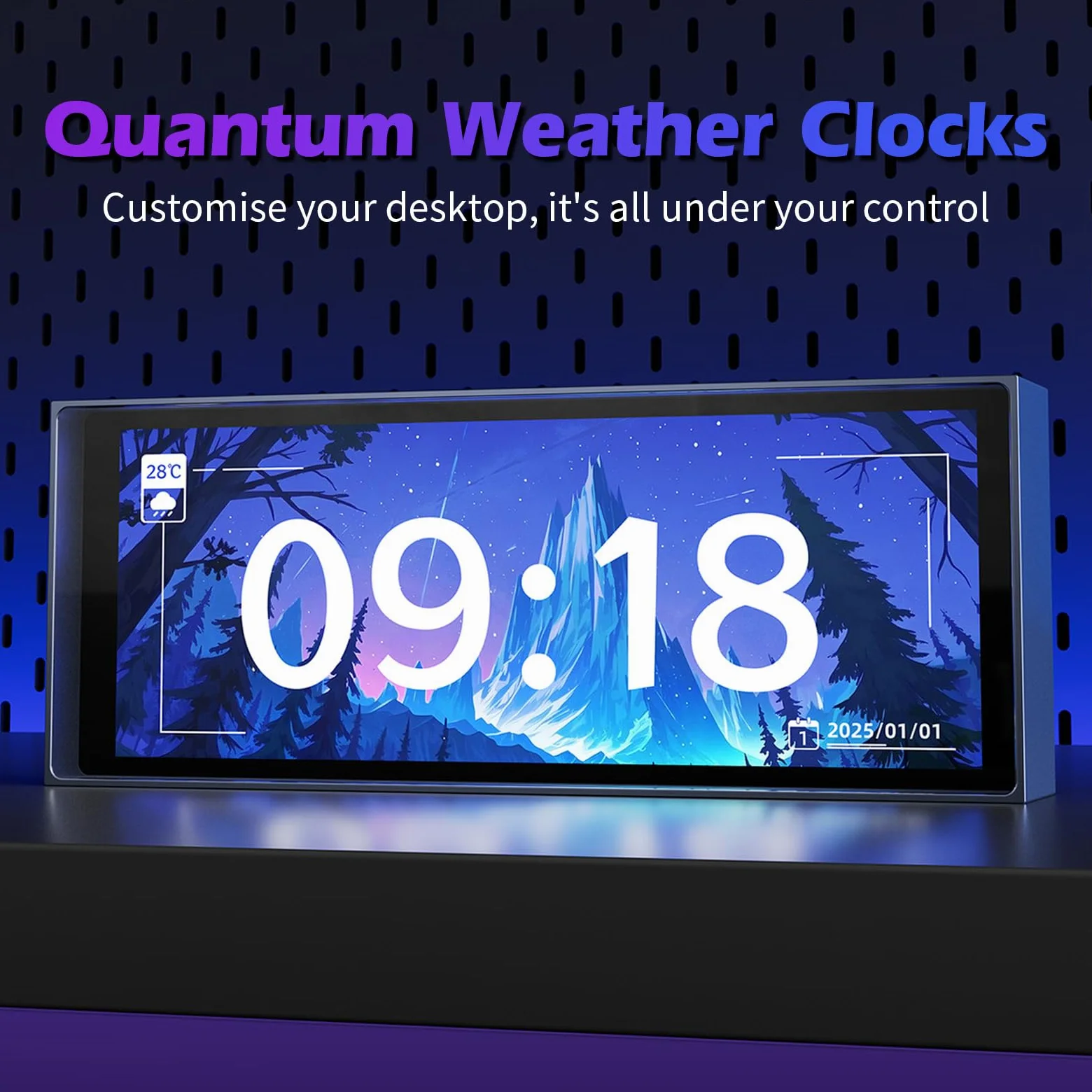 Reloj despertador digital con LED, reloj despertador digital con clima, reloj de tubo con control de aplicación, 5 modos de visualización de la hora, pantalla de fotos personalizada, reloj