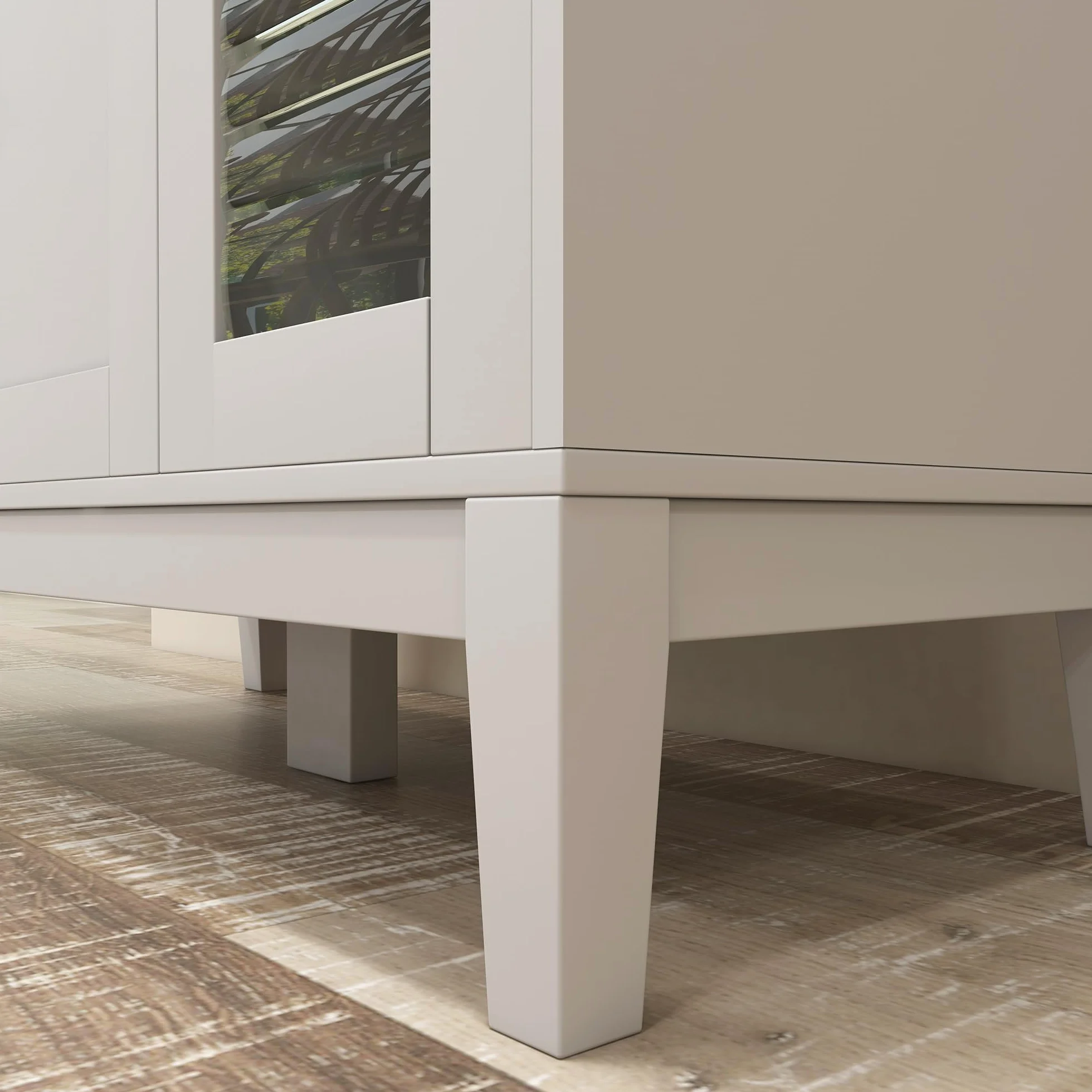 HOMCOM Mueble Auxiliar de Cocina Moderno Mueble para Microondas Aparador de Cocina con Estantes 3 Puertas Compartimiento Abierto y Sistema Anti-vuelco para Comedor 80x35x97 cm Blanco