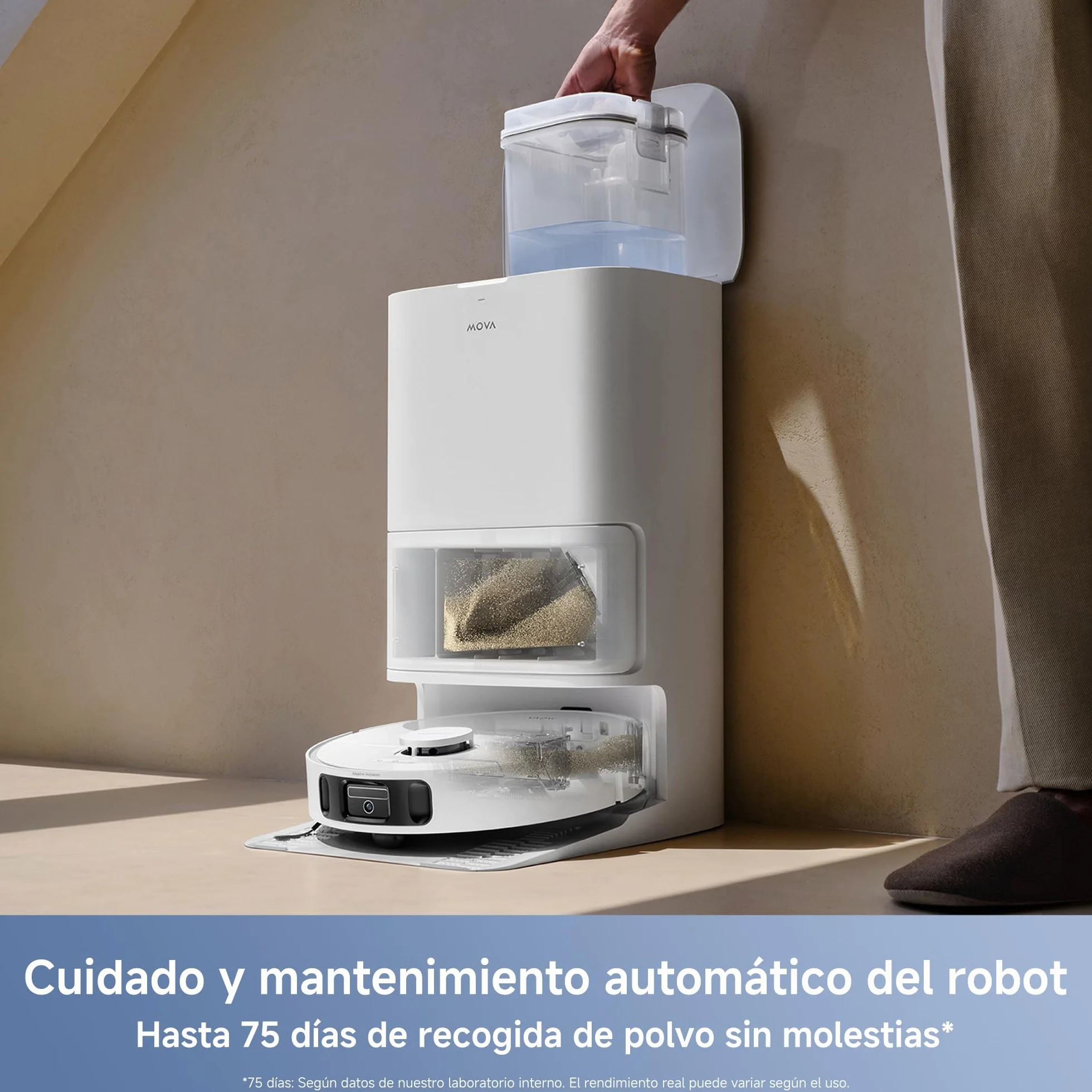 Mova E40 Ultra Robot Aspirador y Fregasuelos 19.000 Pa Tecnología de Fregado MaxiReach, Cepillo Lateral Antienredos, hasta 75 Días de Limpieza sin Intervenir Modo para Mascotas Estación Todo en Uno