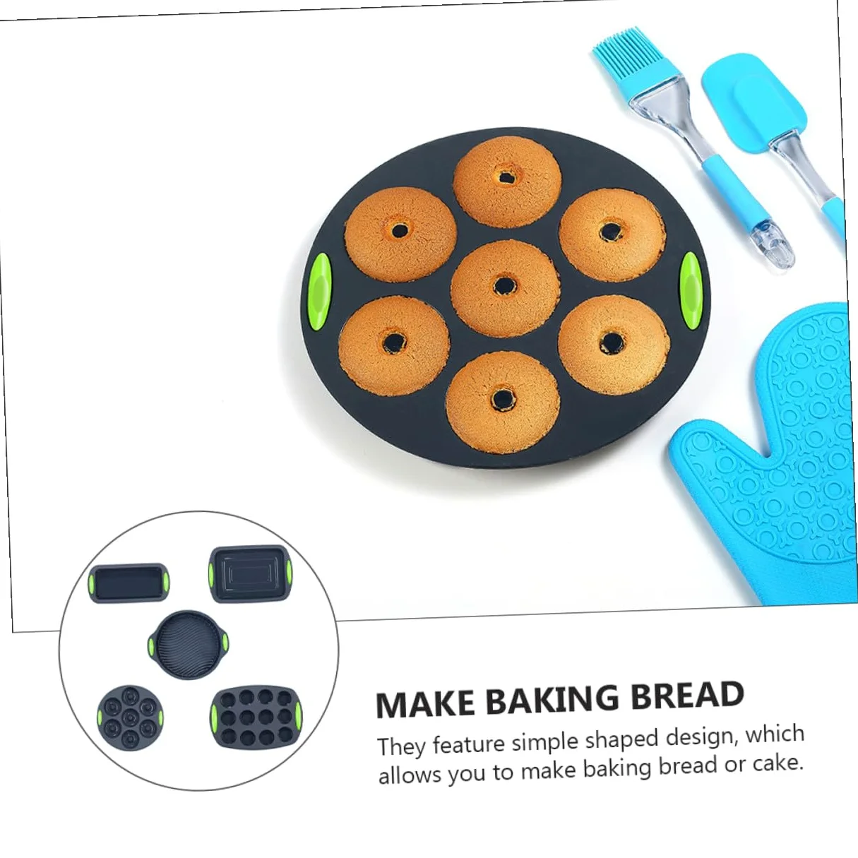 Homoyoyo Set de 5 Moldes de Silicona para Hornear Bizcochos, Resistentes al Calor y Flexibles, Ideales para Repostería en Cocina