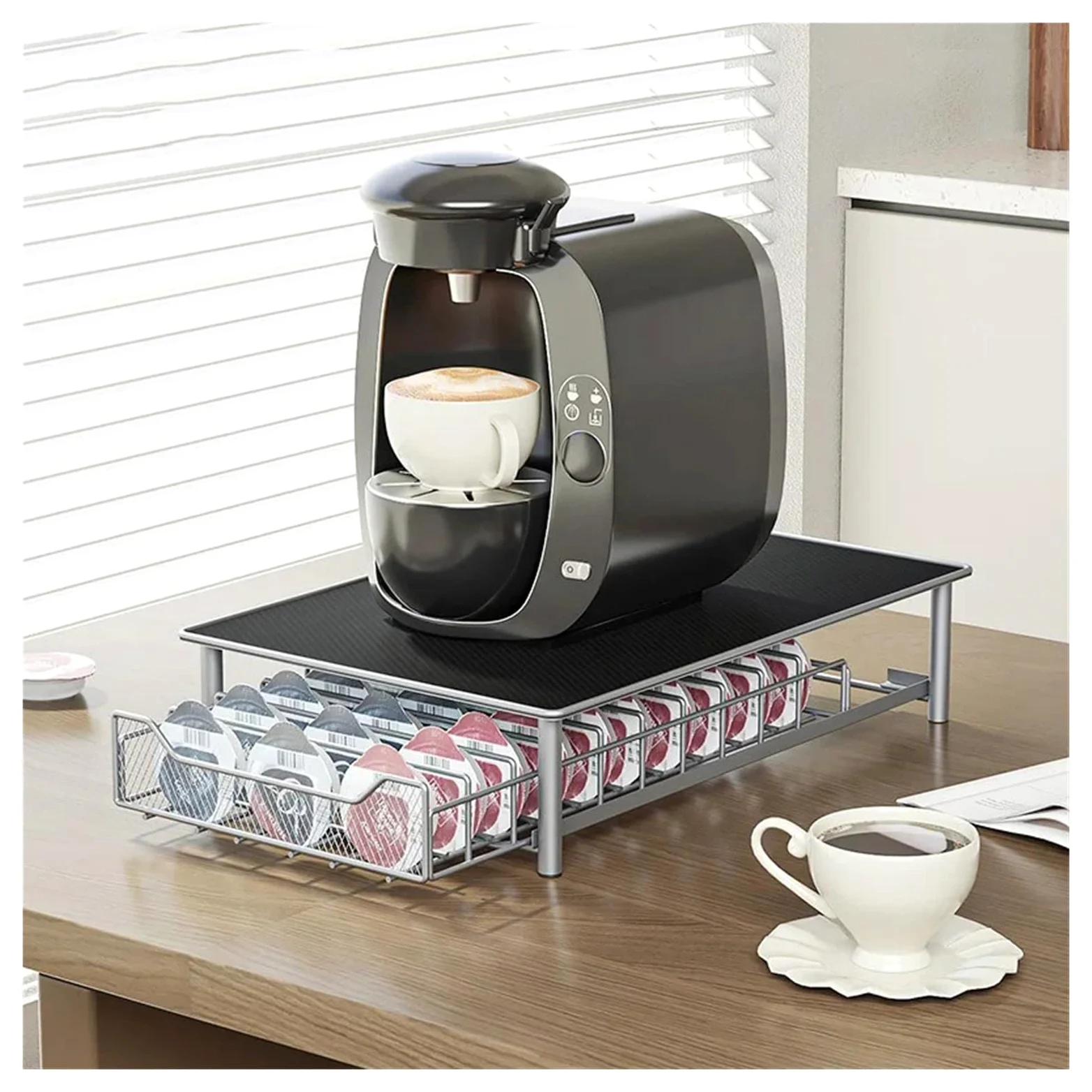 Soporte para cápsulas de café para 60 cápsulas compatible con cajones Tassimo, accesorios de café, solución de almacenamiento que ahorra espacio para los amantes del café