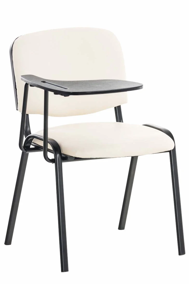CLP Silla Confidente Ken con Brazo Extensible para Escritura I Silla para Academias con Pala Flexible para Apuntes I Silla de Conferencia Tapiza, Color:Crema