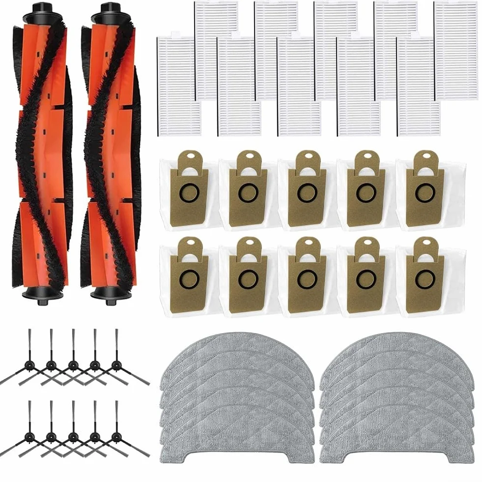 Kit de piezas de repuesto para aspiradora compatible con RV1 Pro y RV1 Pro Max, incluye filtro de cepillo lateral principal, bolsa de polvo y cepillo de rodillo para limpieza profunda