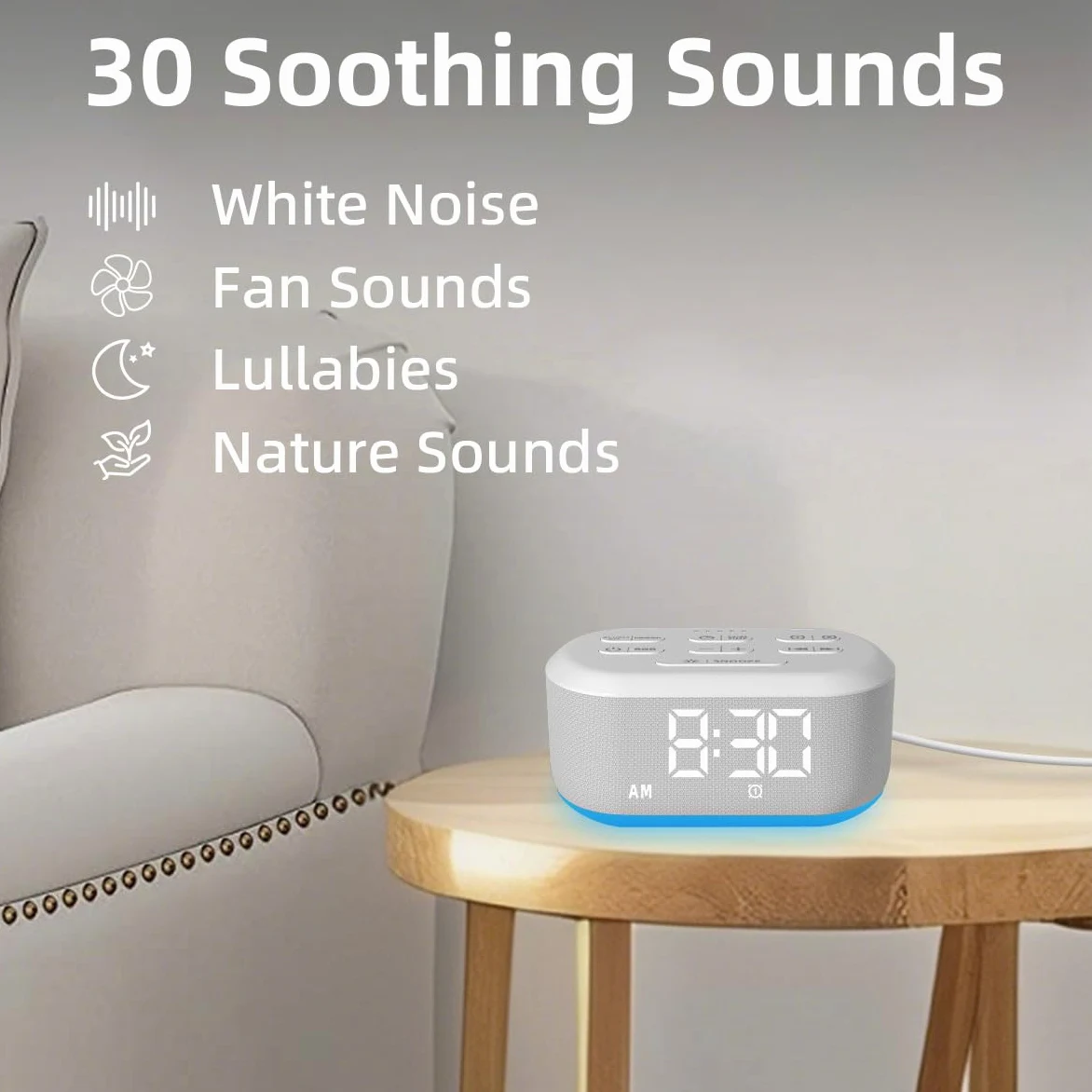Reloj despertador dual con luz nocturna para dormitorio, reloj digital con 30 sonidos de despertador, reloj despertador para personas que duermen pesadas, repetición de 32 grados de volumen