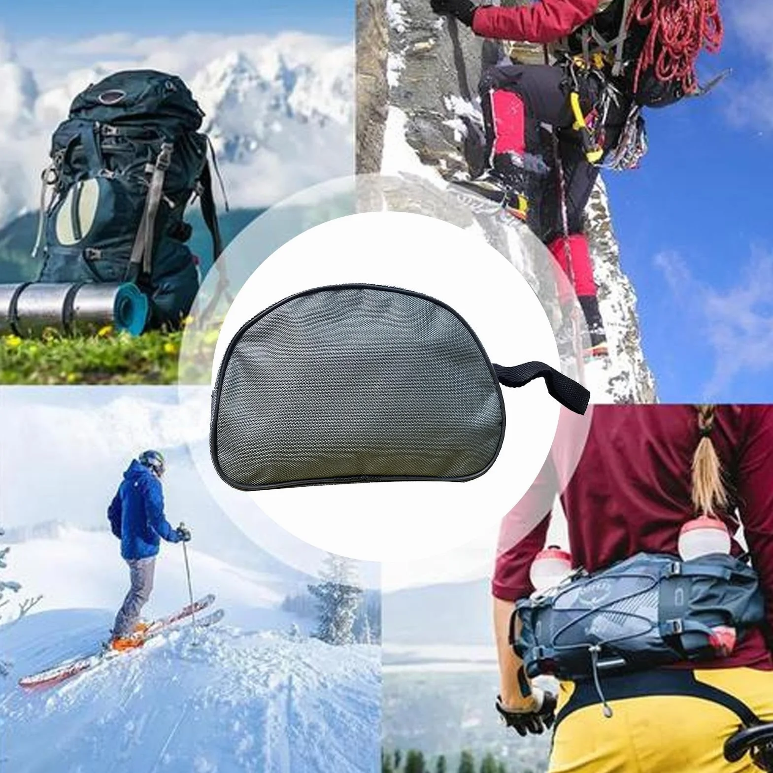 Crampones Almacenaje Tela Oxford 600D Cremallera Resistente Antipinchazos Estuche Impermeable Protector Montañismo Escalada Hielo