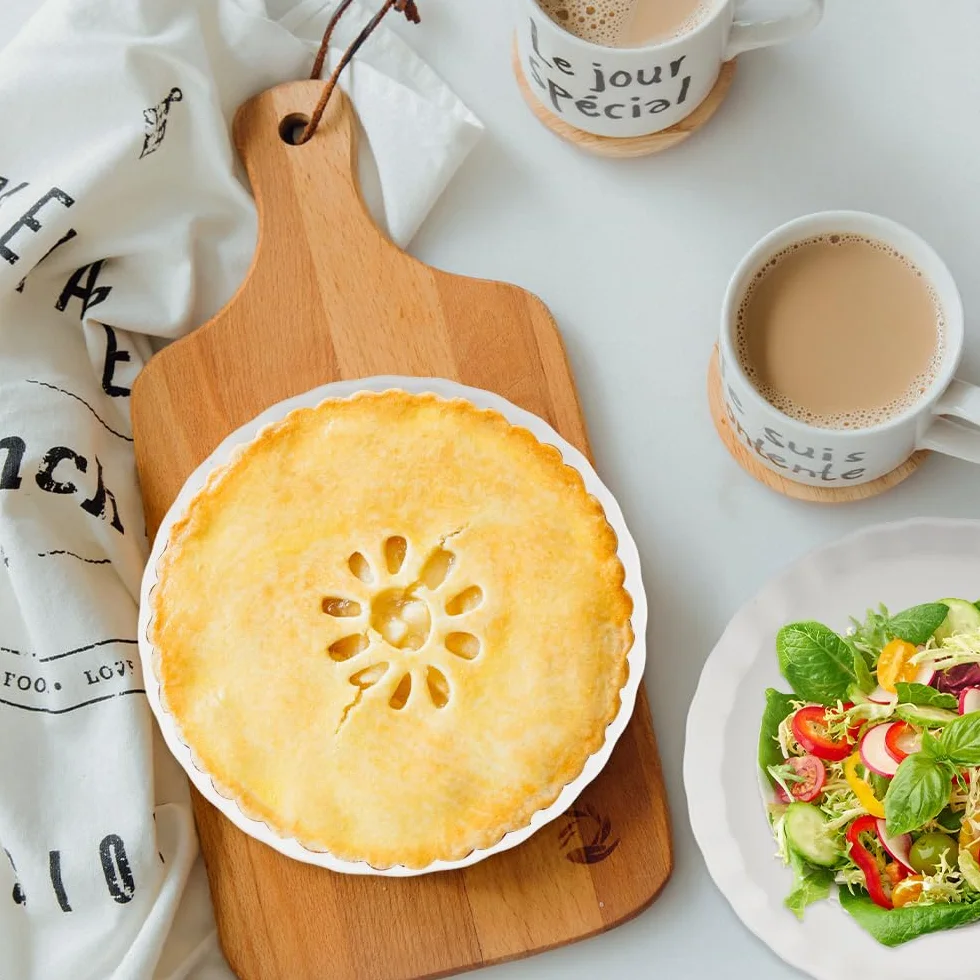 Juego de 2 platos de porcelana blanca para quiche de 18 cm, plato redondo de cerámica para tartas, pizzas, pastas, tartas y quiche (blanco)