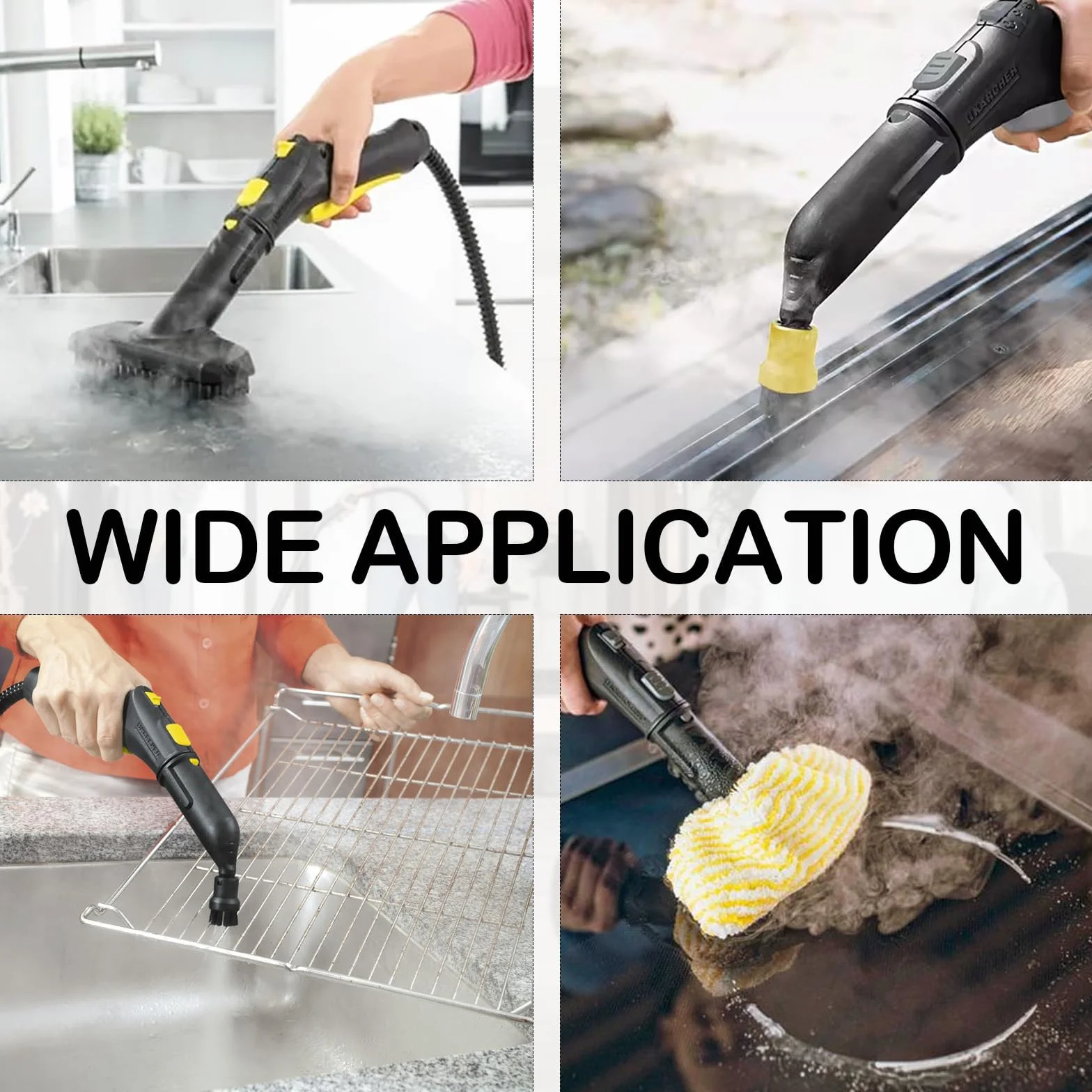 13 Piezas Accesorios para Kärcher Limpiadores a Vapor, Incluyendo Cepillo Redondo, Rasqueta Limpiacristales, Cepillo Plano, Boquilla, Limpieza a Vapor Accesorios Compatible Kärcher SC1 SC2 SC3 SC4 SC5