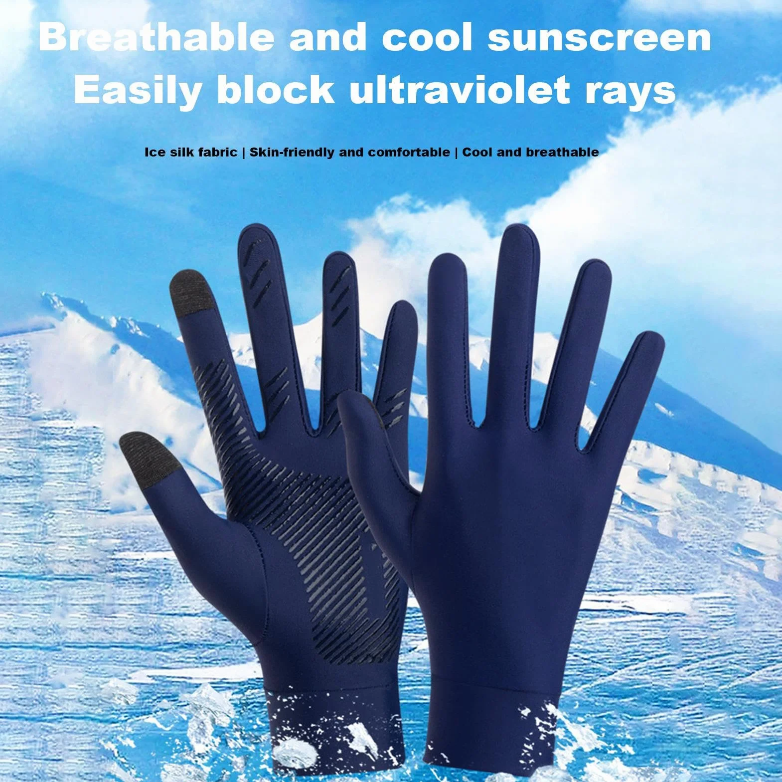 Guantes de protección solar UV para mujer - Guantes de conducción verano antideslizantes de seda de hielo