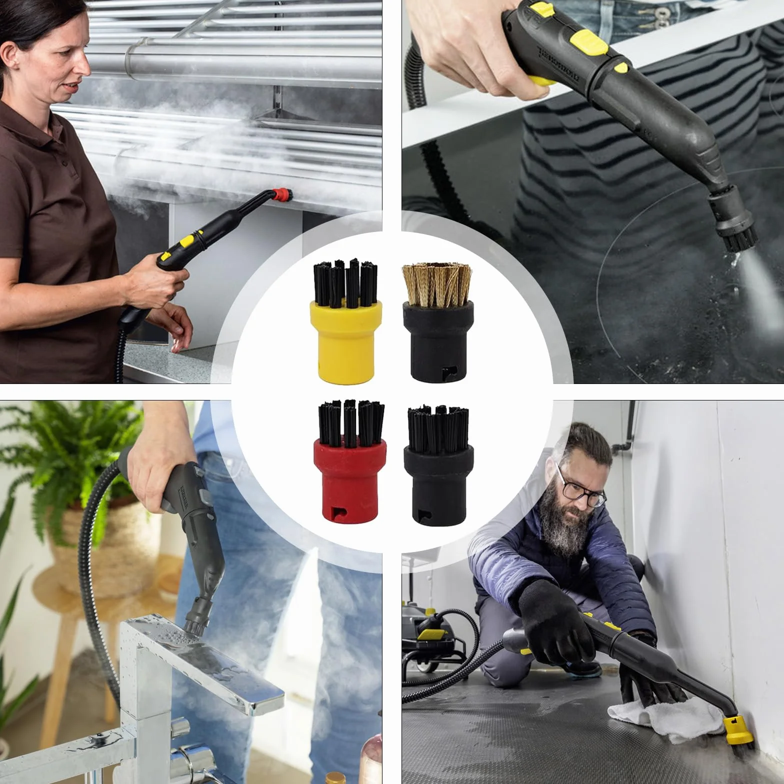 Repuestos Para Limpiadores A Vapor, 9PCS Accesorios Para Limpiador A Vapor Para Kärcher SC1 SC2 SC3 SC4 SC5 Boquilla Manual Cepillo Redondo Boquilla Cepillo Boquillas Eléctricas Para Kärcher