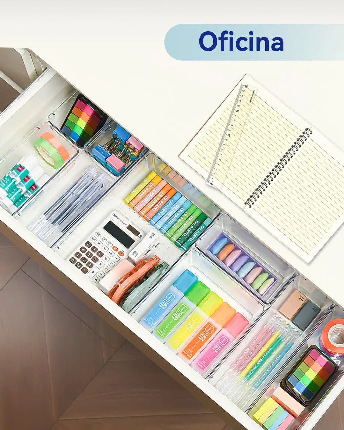 Organizadores de Cajones Set de 25, Separadores de Cajones de Escritorio Plástico, Bandejas de Almacenaje para Maquillaje, Joyas, Tools, Cocina, Dormitorio, Baño, Oficina
