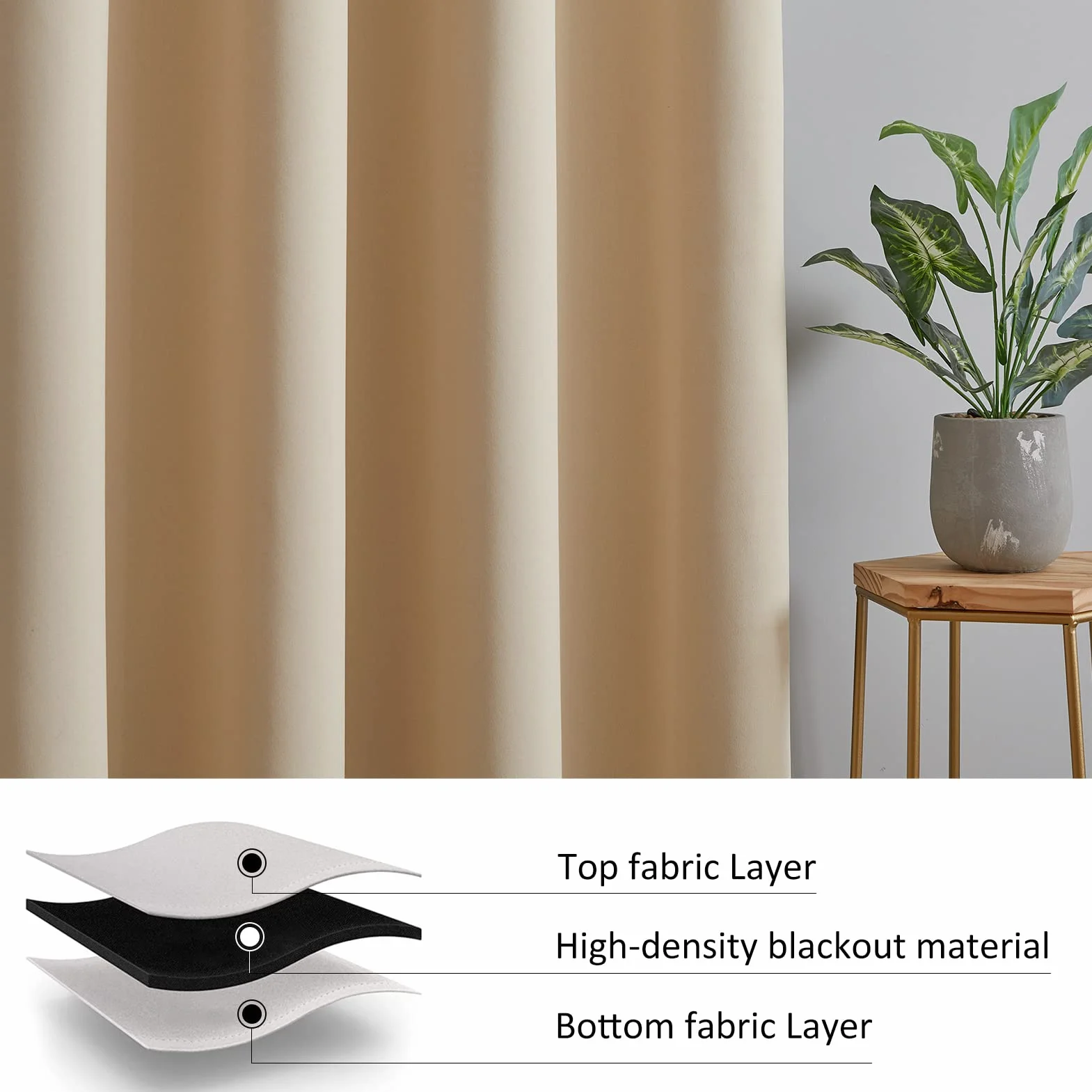 Topfinel Cortinas Térmicas Aislantes Opacas con Ojales 140x175 Beige 2 Piezas