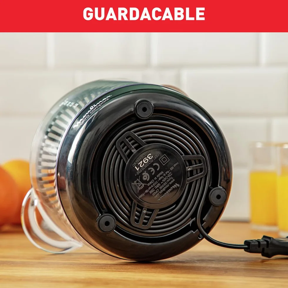 Moulinex Exprimidor Compacto de 25 W con Jarra Transparente Desmontable de 0,45 L, Cono de Doble Sentido, Apto para lavavajillas, De pástico, PC120870
