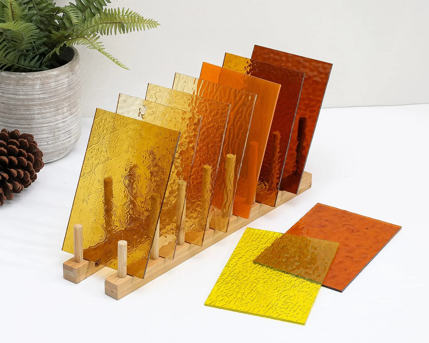 Lanyani 10 hojas de vidrieras transparentes 4x6 pulgadas vidrio catedral texturizado colores para manualidades mosaico ámbar