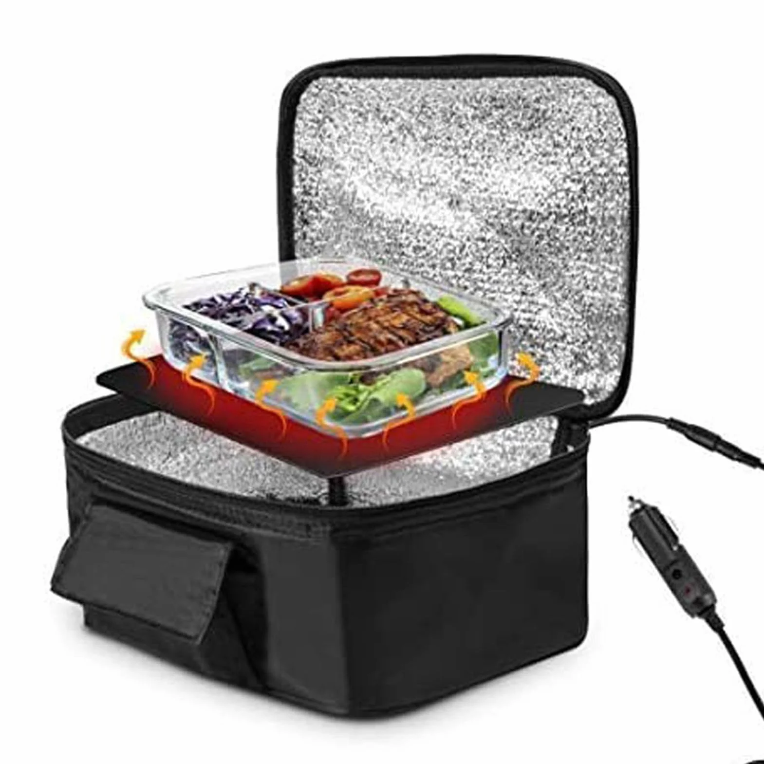 Horno de Microondas para Automóvil ,Mini Microondas Portátil para Automóvil 12V Horno Eléctrico Caja de Picnic de Calentamiento Rápido ,Viaje para Acampar Comida para Cocinar Negro