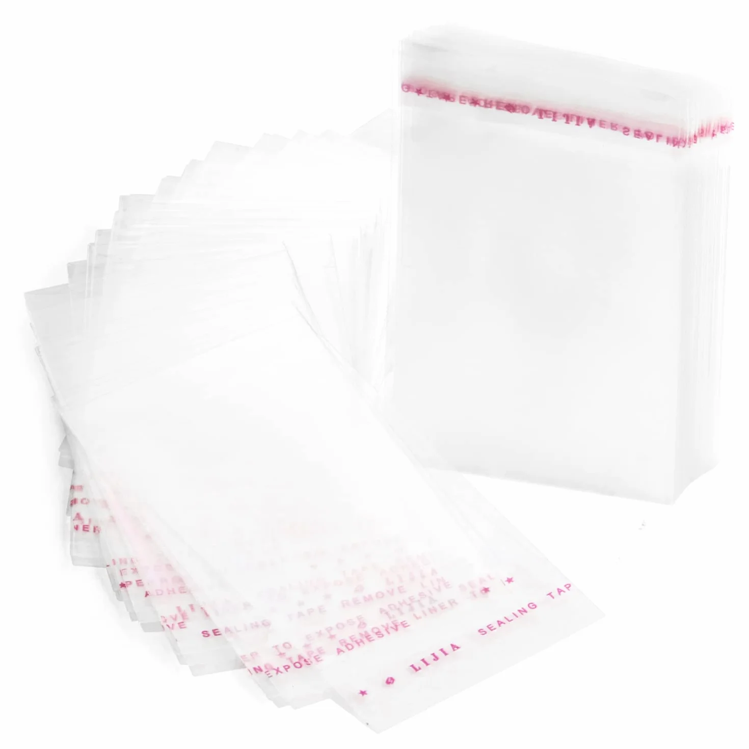 RUBY 200 Bolsas Transparentes con Cierre Adhesivo, Bolsas de Celofán para Dulces, Galletas y Regalos, Plástico Transparente Resistente para Embalaje y Manualidades, 8x12 cm