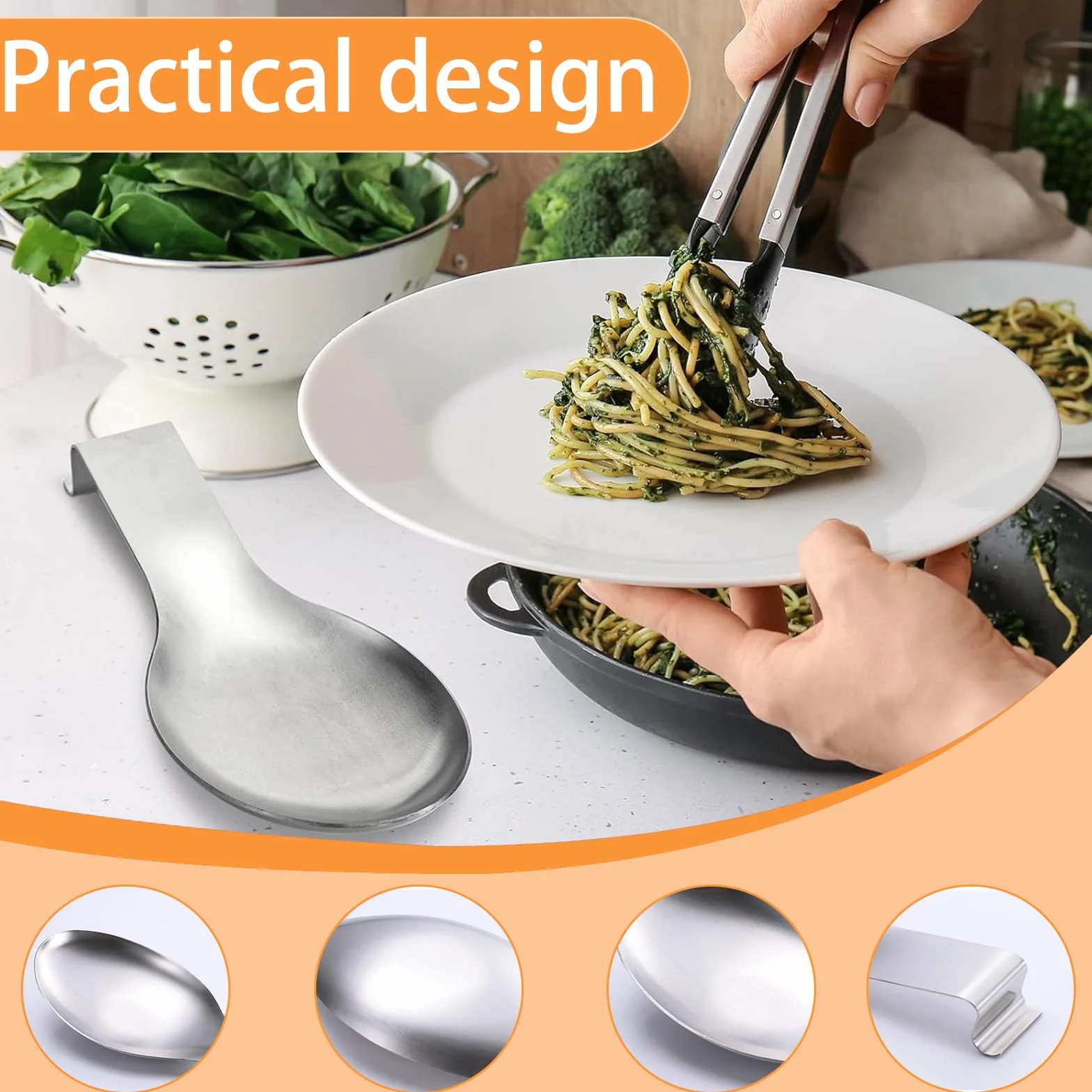 2 Piezas Soporte De Cuchara Plata Mate, Soporte De Cuchara De Acero Inoxidable Para Encimera De Cocina, Reposa Cucharas Cocina, Soporte Cucharas Cocina, Descanso Para Utensilios