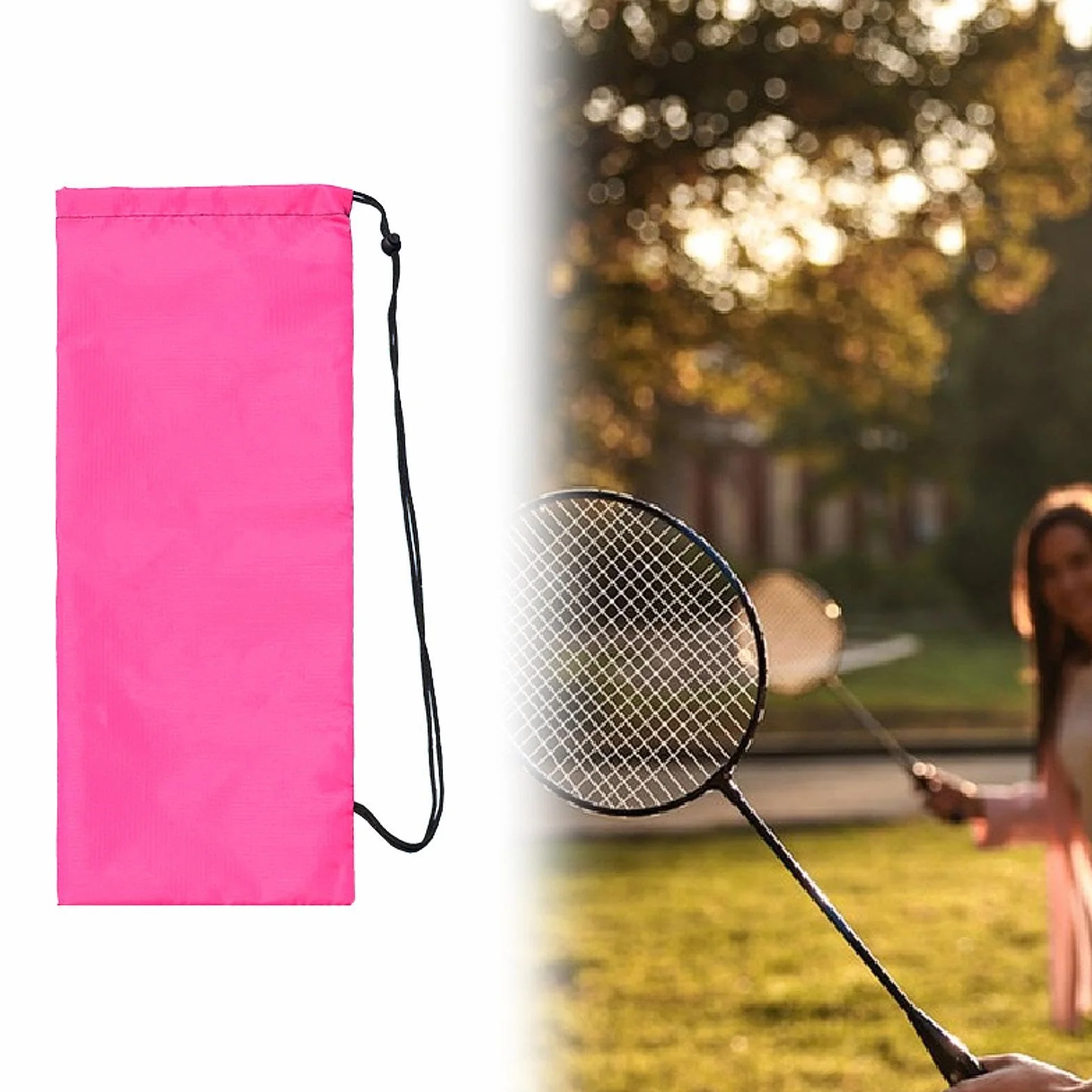 Bolsa para Raquetas de Bádminton con Cordón Ajustable, Porta Raquetas de Tenis