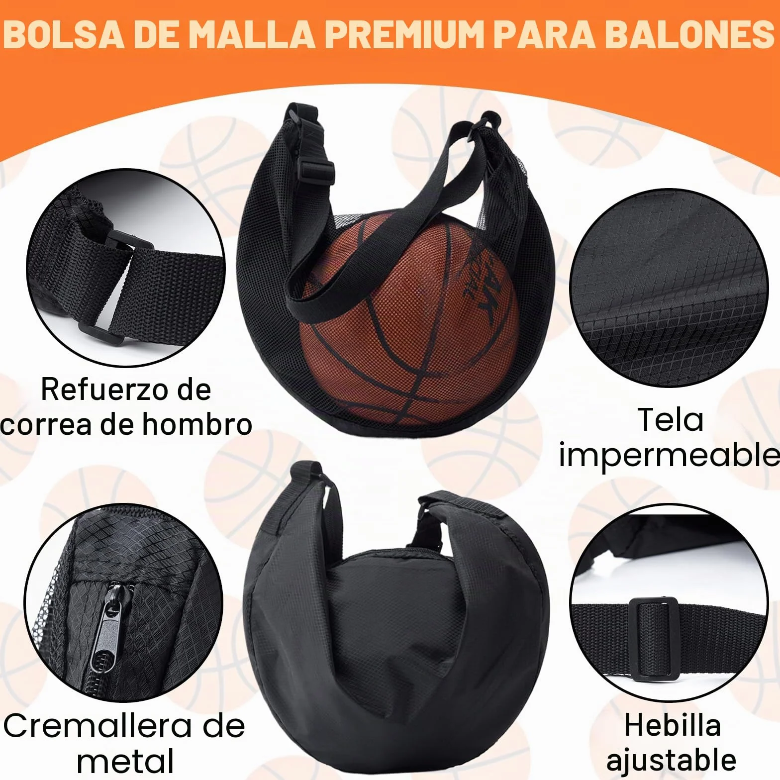 Guarda Pelotas Futbol Mochila Bolsa de Malla Deportiva Portátil para Deportes