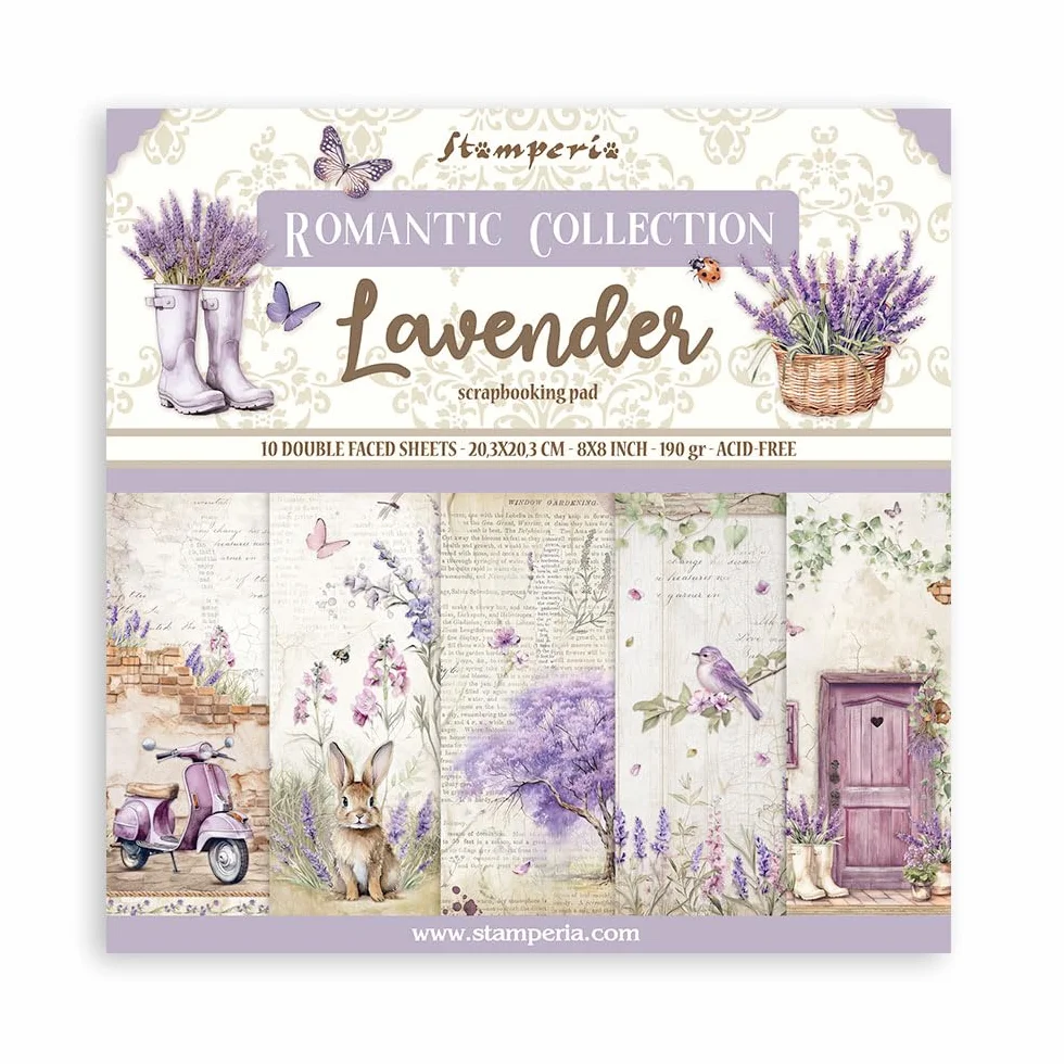 Scrapbooking Small Pad 10 hojas cm 20.3X20.3 (8"X8") - Lavanda