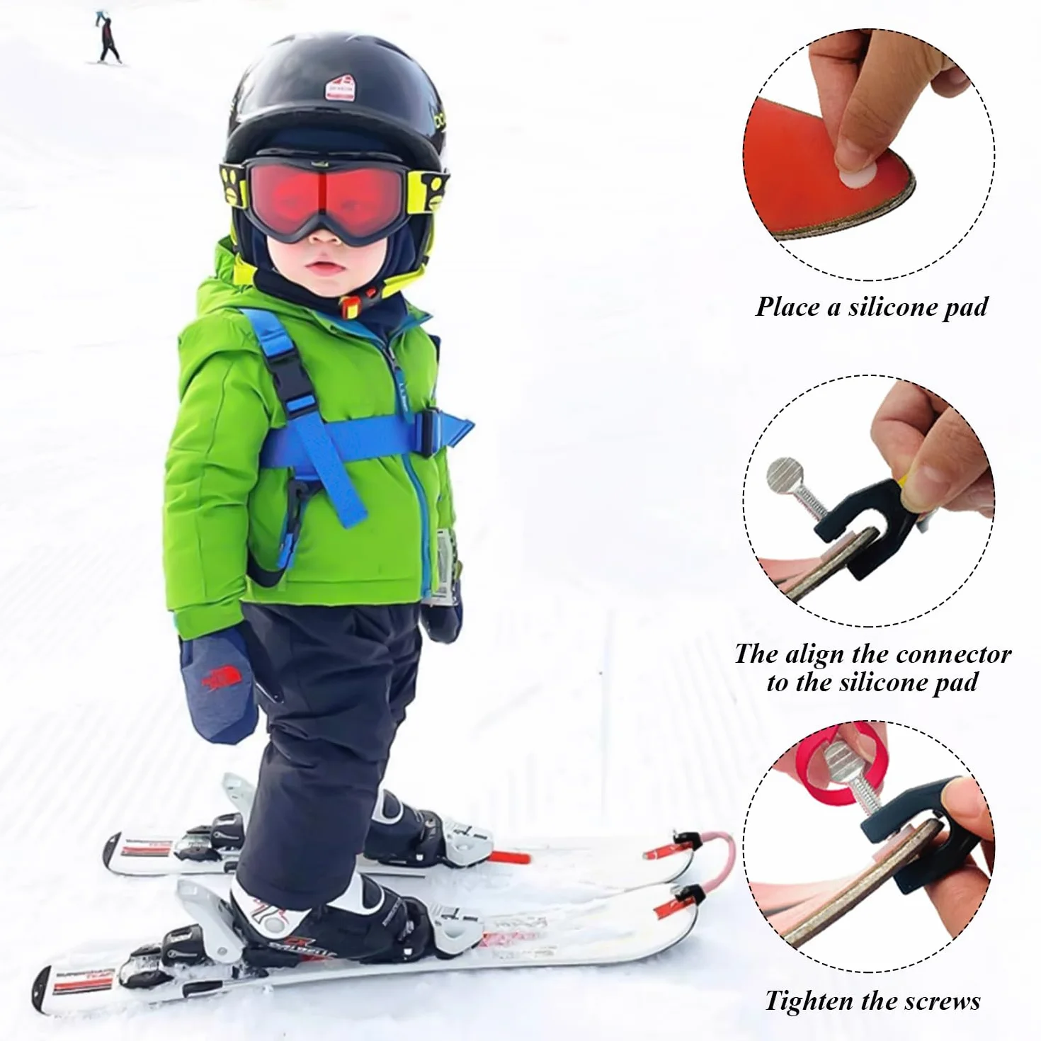 Conectores de Snowboard 2 Piezas y Rodilleras Elásticas Calientes 1 Par Accesorios de Snowboard