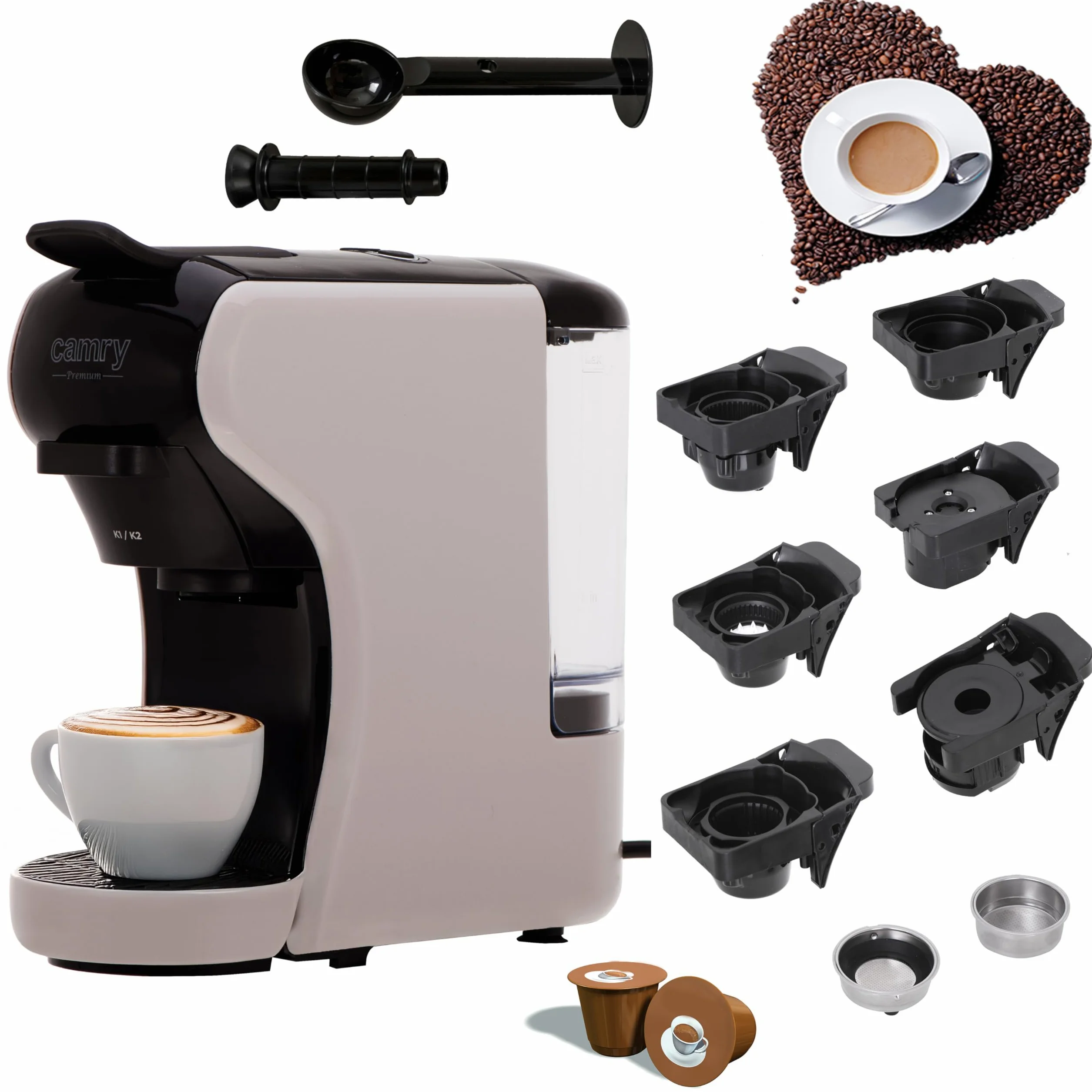 CAMRY CR 4414 Cafetera Cápsula con depósito de agua 0,6L, 19 tazas, barra compacta - Máquina de café espresso 3000W Compatible con Nespresso, Dolce Gusto, Lavazza & Más - Fácil operación con 3 botones