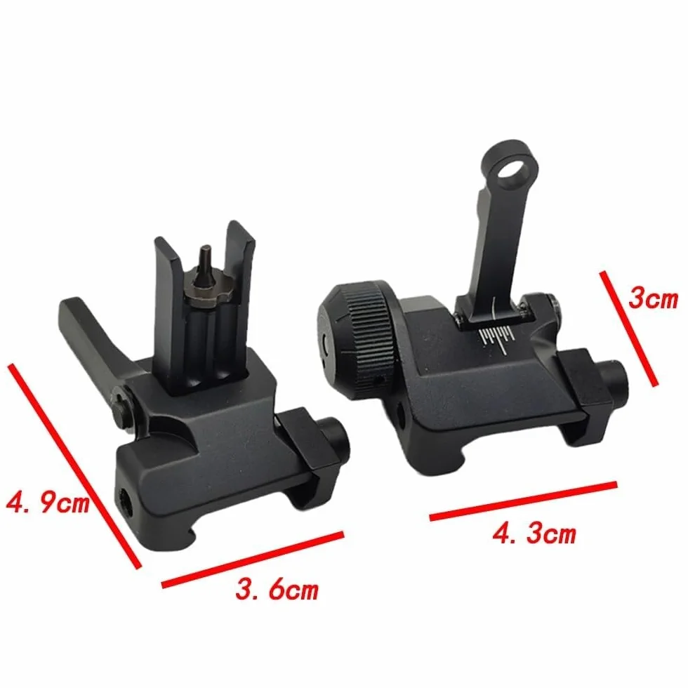Mira De Hierro Abatible K300 Metálica Doble Apertura Riel 20 Mm Negra