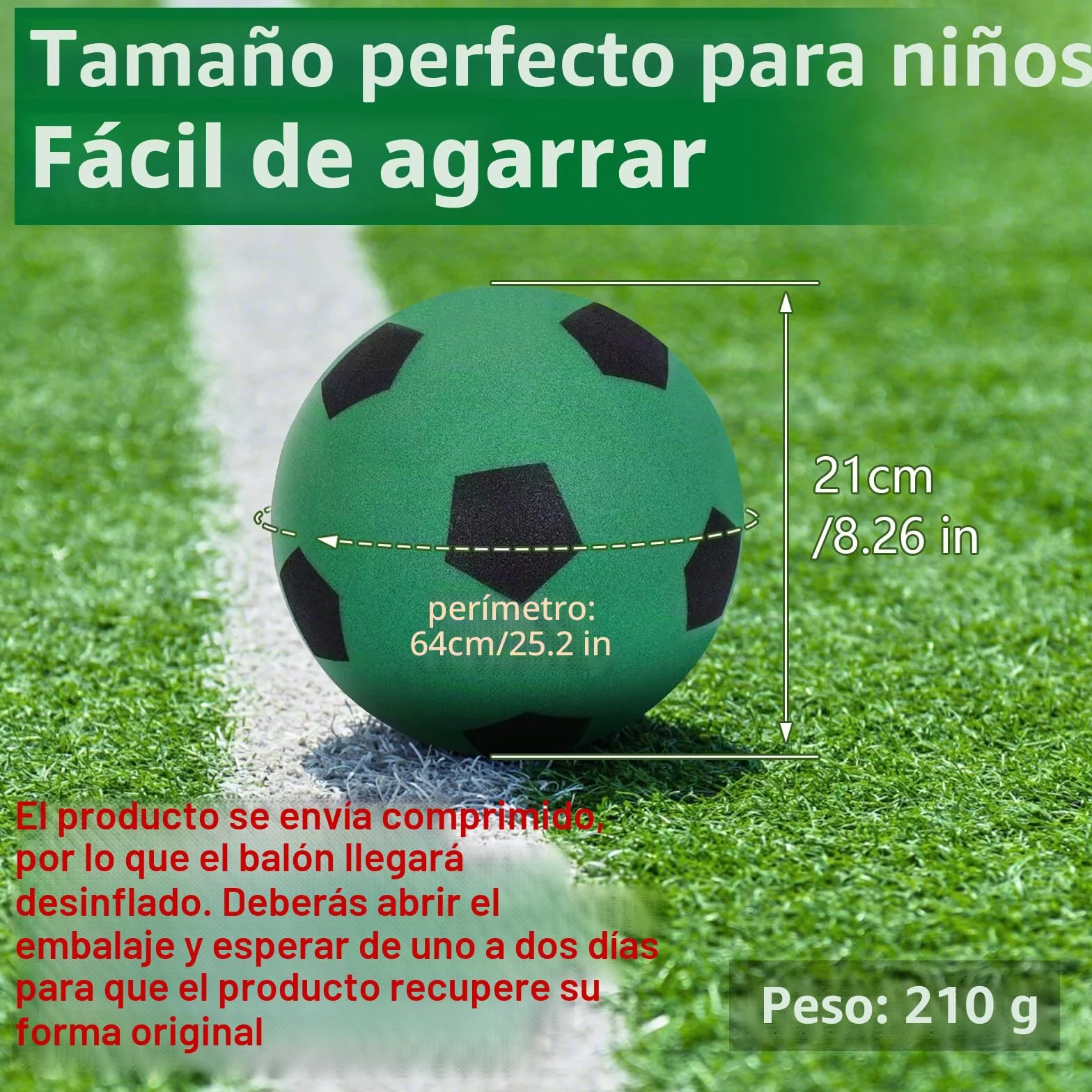 Pelota Goma Espuma 21cm Bola Tela Suave Juegos Entrenamiento Interior