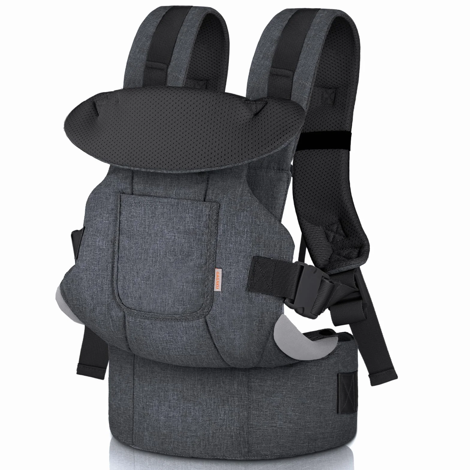 GAGAKU Mochila Portabebés 4 en 1 Ergonómica 0-36 meses Negro Gris Oscuro