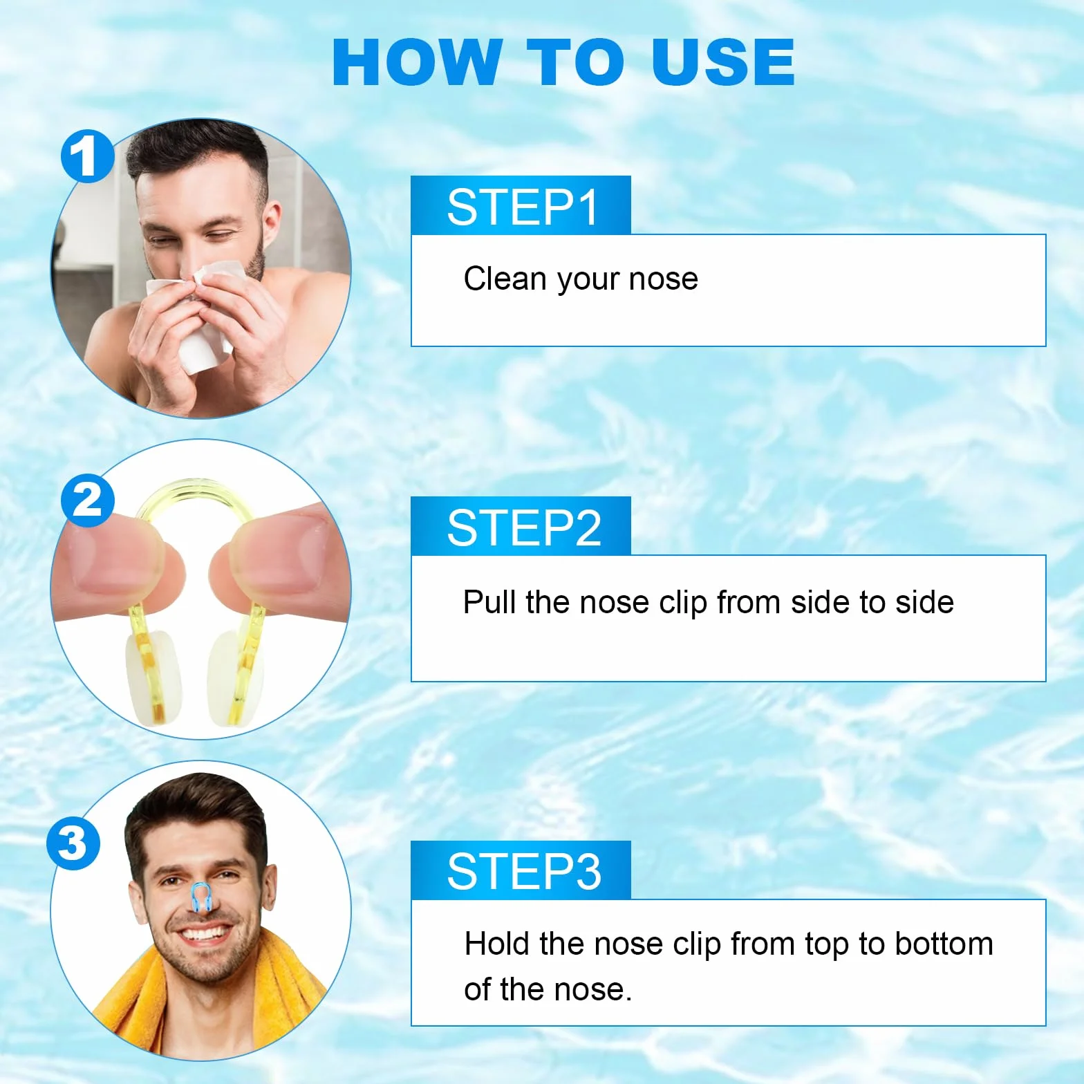 6 Piezas Pinzas de Nariz para Natación, Clip Impermeable de Silicona para Adultos y Niños
