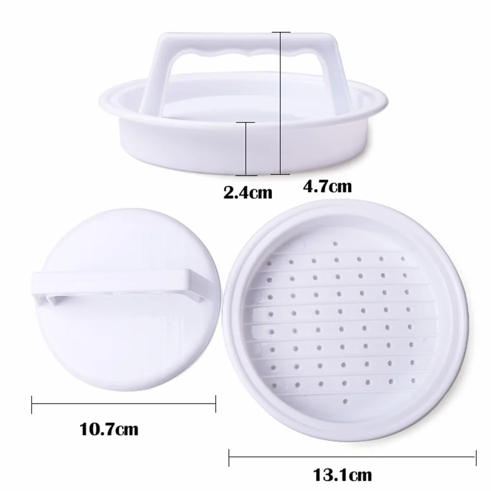 Molde redondo para hacer hamburguesas y barbacoa, de plástico, molde para hacer pastel de carne, moldes para hamburguesas y prensa para hamburguesas, duradero, fácil de limpiar, mu