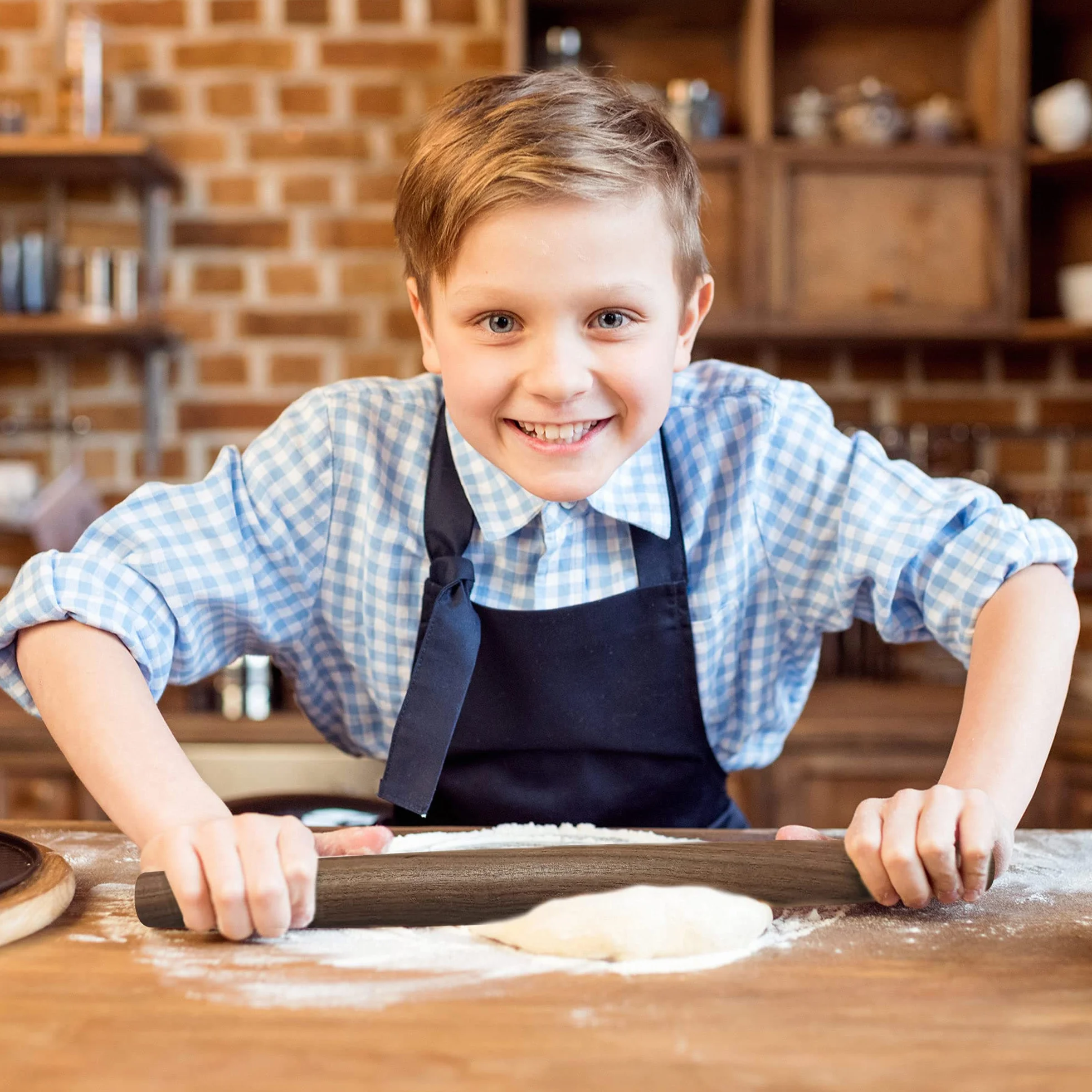 Rodillo de madera para fondant, corteza de pasteles, galletas, pastel, masa, diseño cónico y construcción suave, utensilio esencial de cocina, nogal