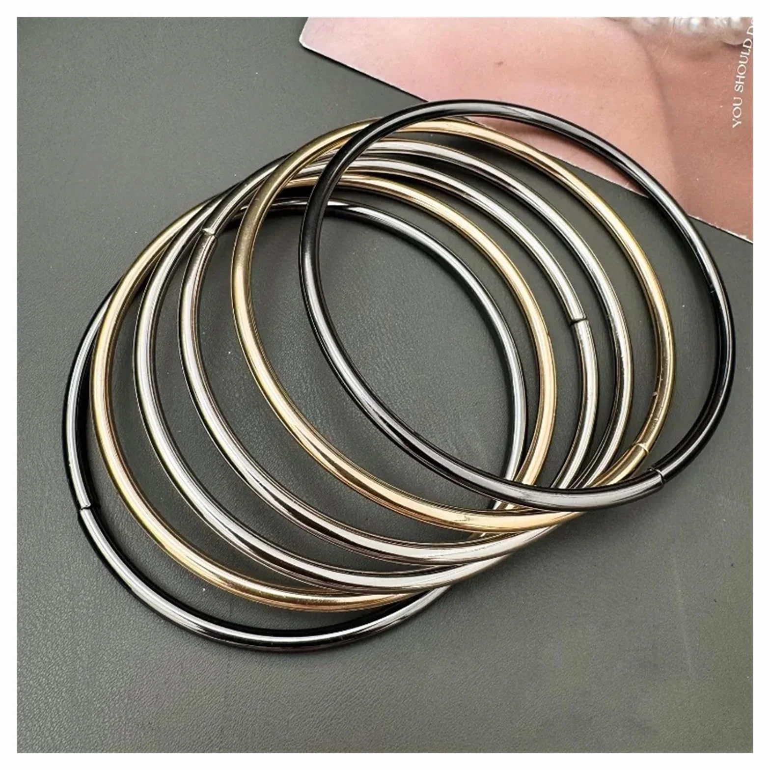 MRKU Asa de Madera para Bolso, Accesorios para Bolsos, Manualidades, Bricolaje, Redondo, 1/5 Piezas, Anillo de Hierro Redondo de Metal, Repuesto para Estuche de Mujer para Bolso