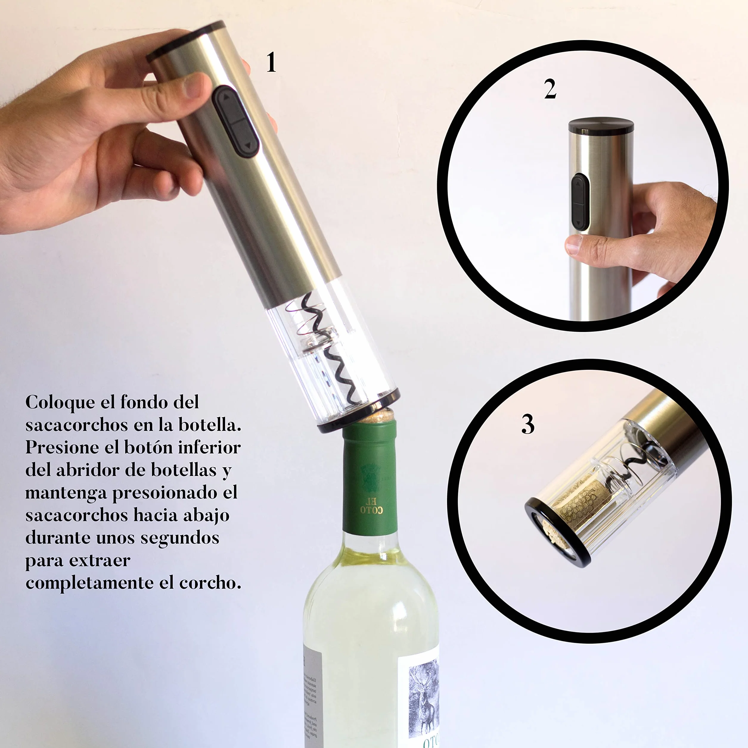 Sacacorchos eléctrico con corta cápsulas - regalos originales