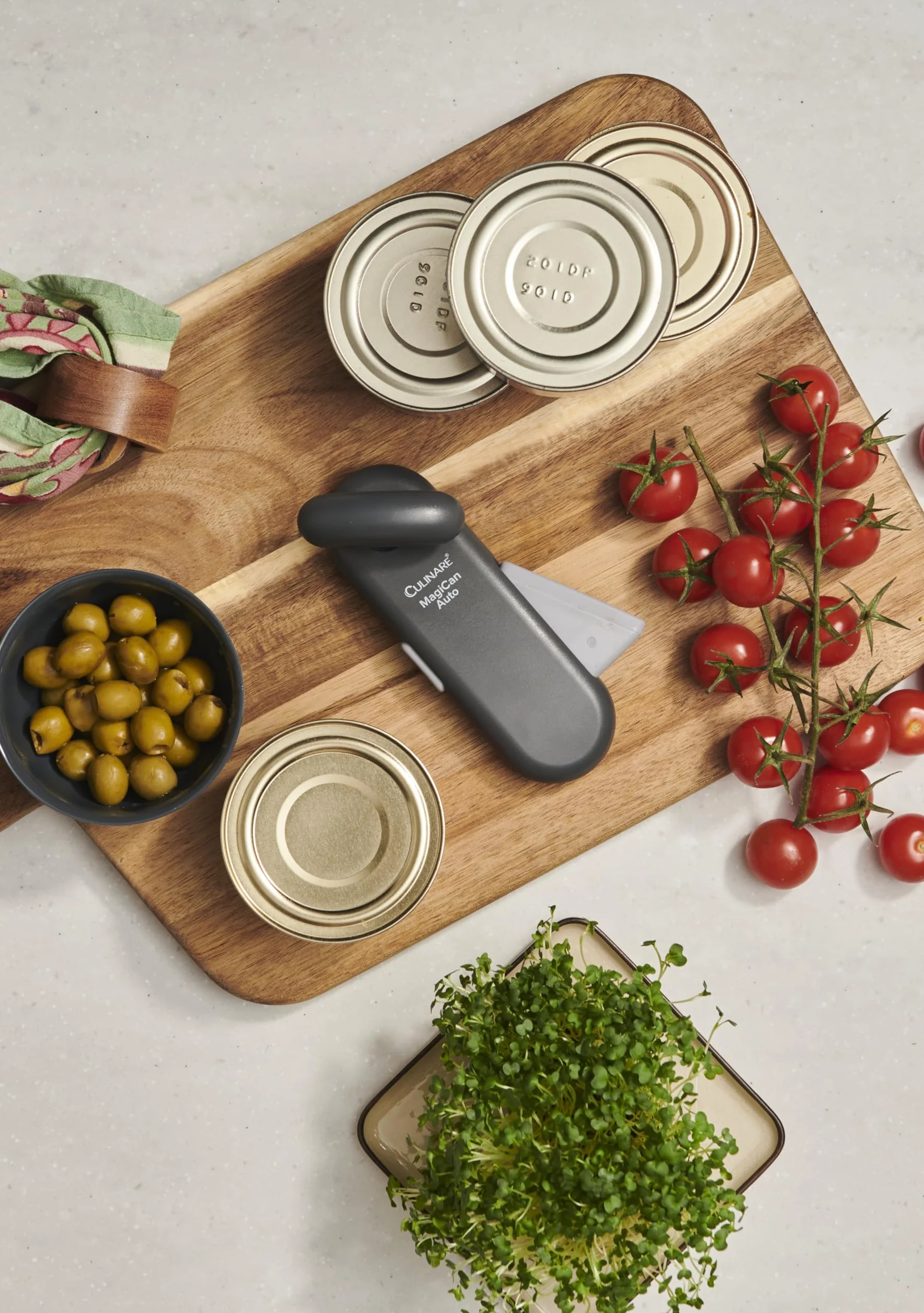 Culinare MagiCan Abrelatas Automático, Gris, Plástico/acero Inoxidable, Manual Con Una Sola Mano Con Abrazadera