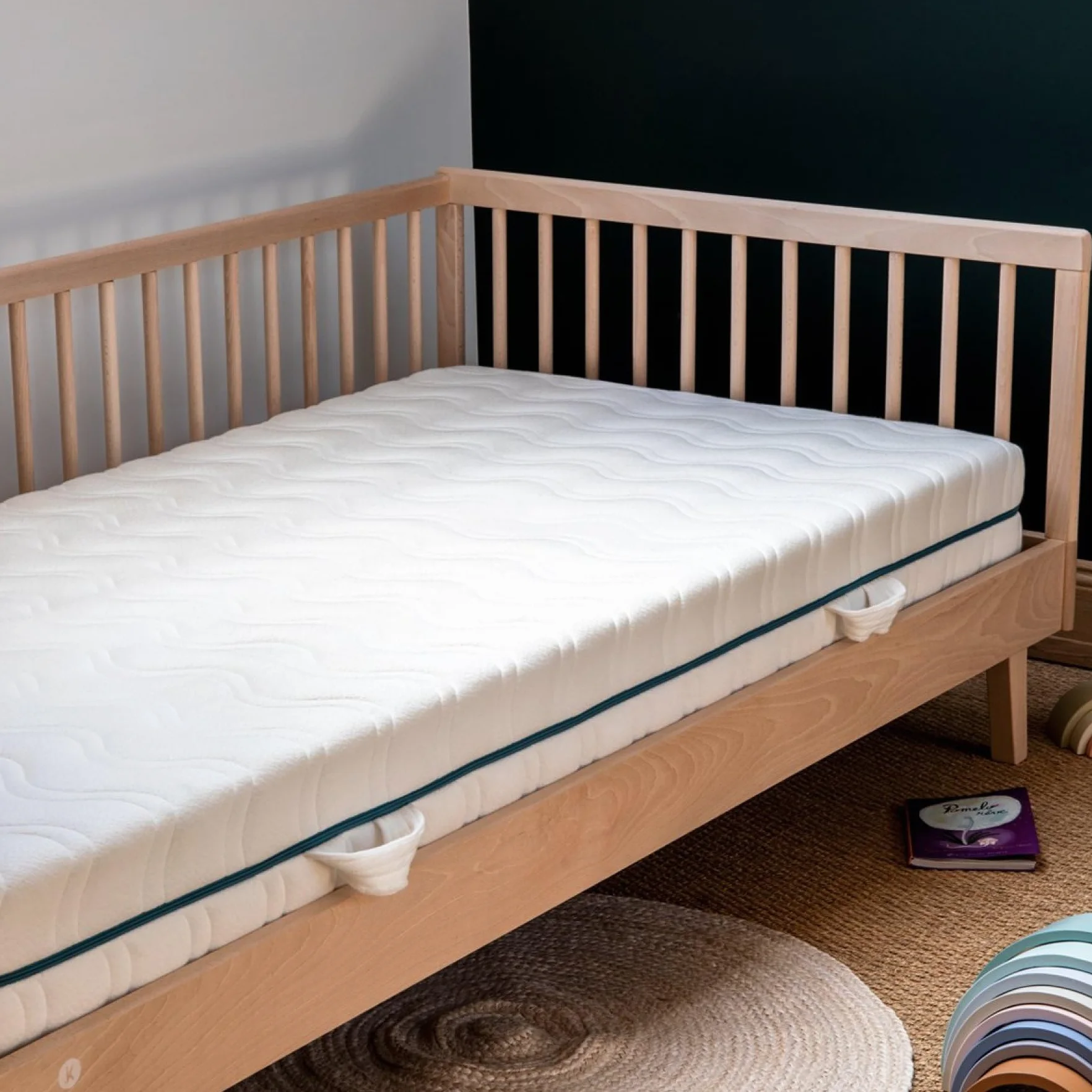 Kadolis - Colchón Infantil 80x160x12 cm COCOLEGEND® 3–18 años - Látex Natural y Fibra de Coco - Evolutivo, Dos Caras (Firme/semifirme) - Desenfundable, Transpirable, con certificación Oeko-Tex®